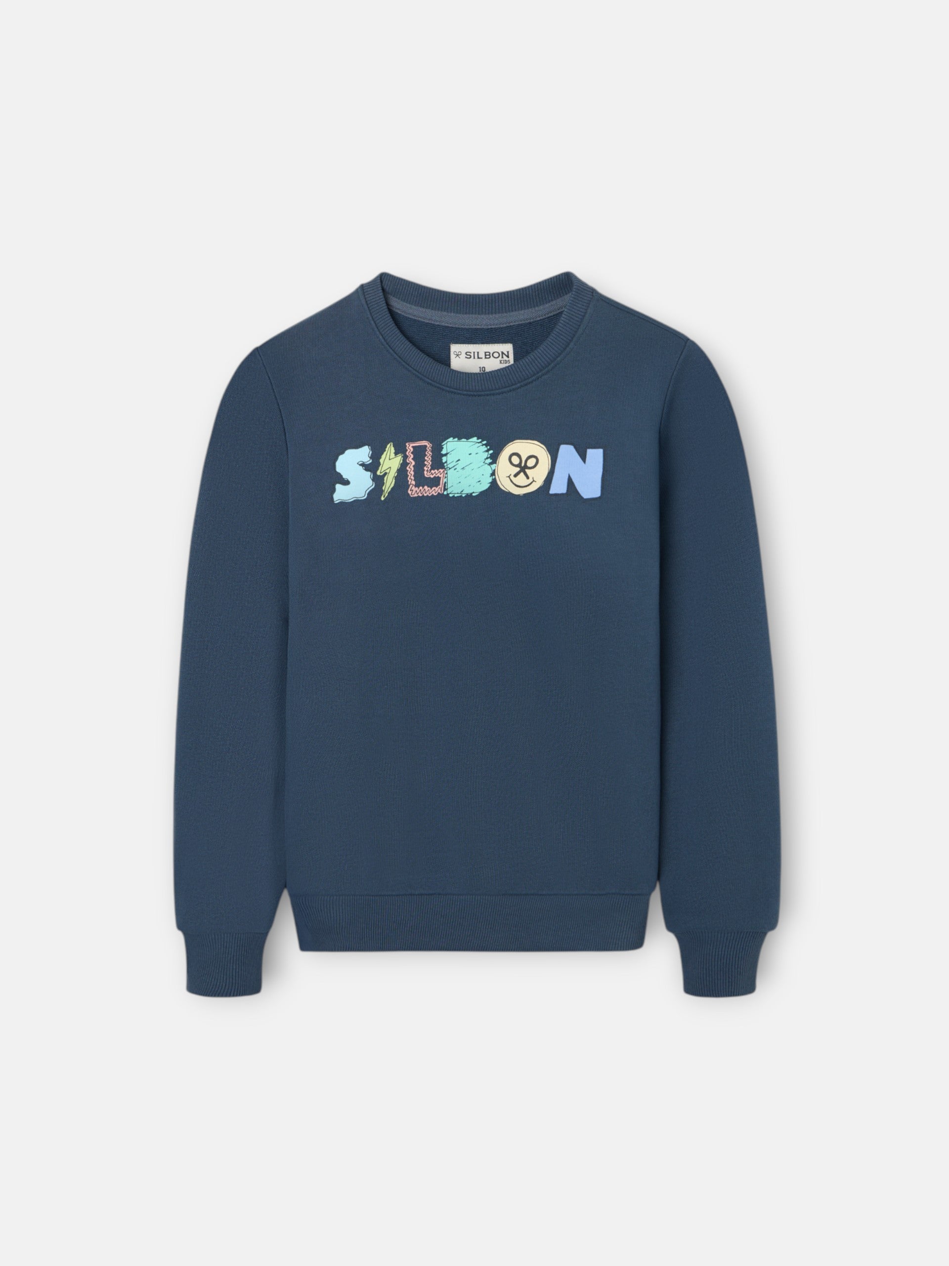 Sudadera kids letras silbon azul marino