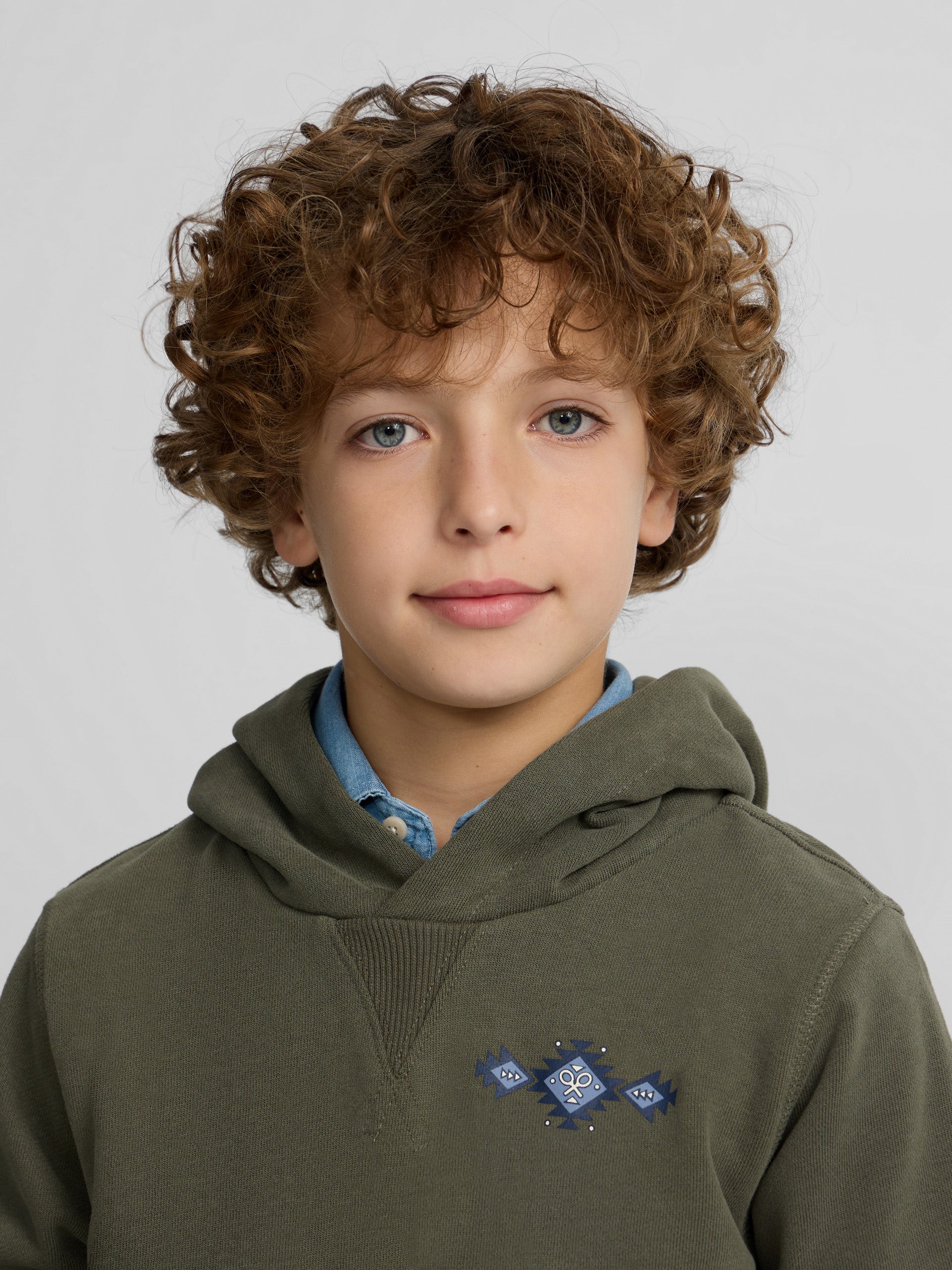 Sudadera kids hoodie cordon etnico verde