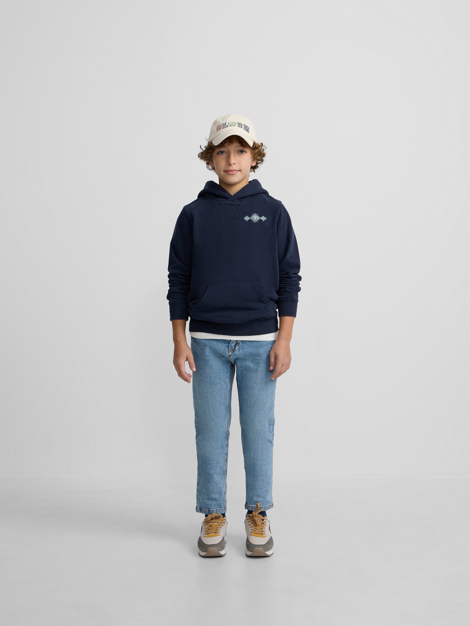 Sudadera kids hoodie cordon etnico azul marino