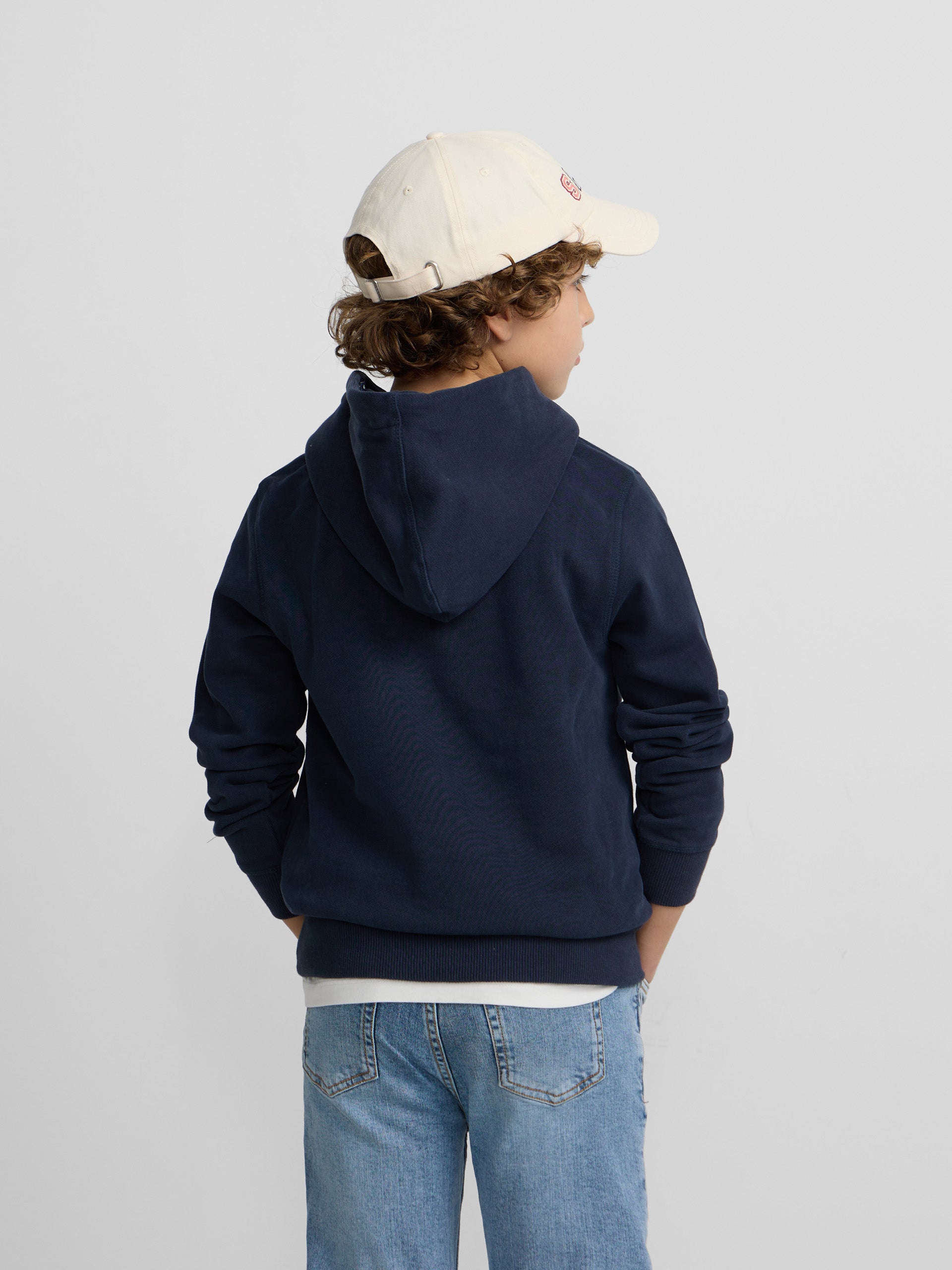 Sudadera kids hoodie cordon etnico azul marino