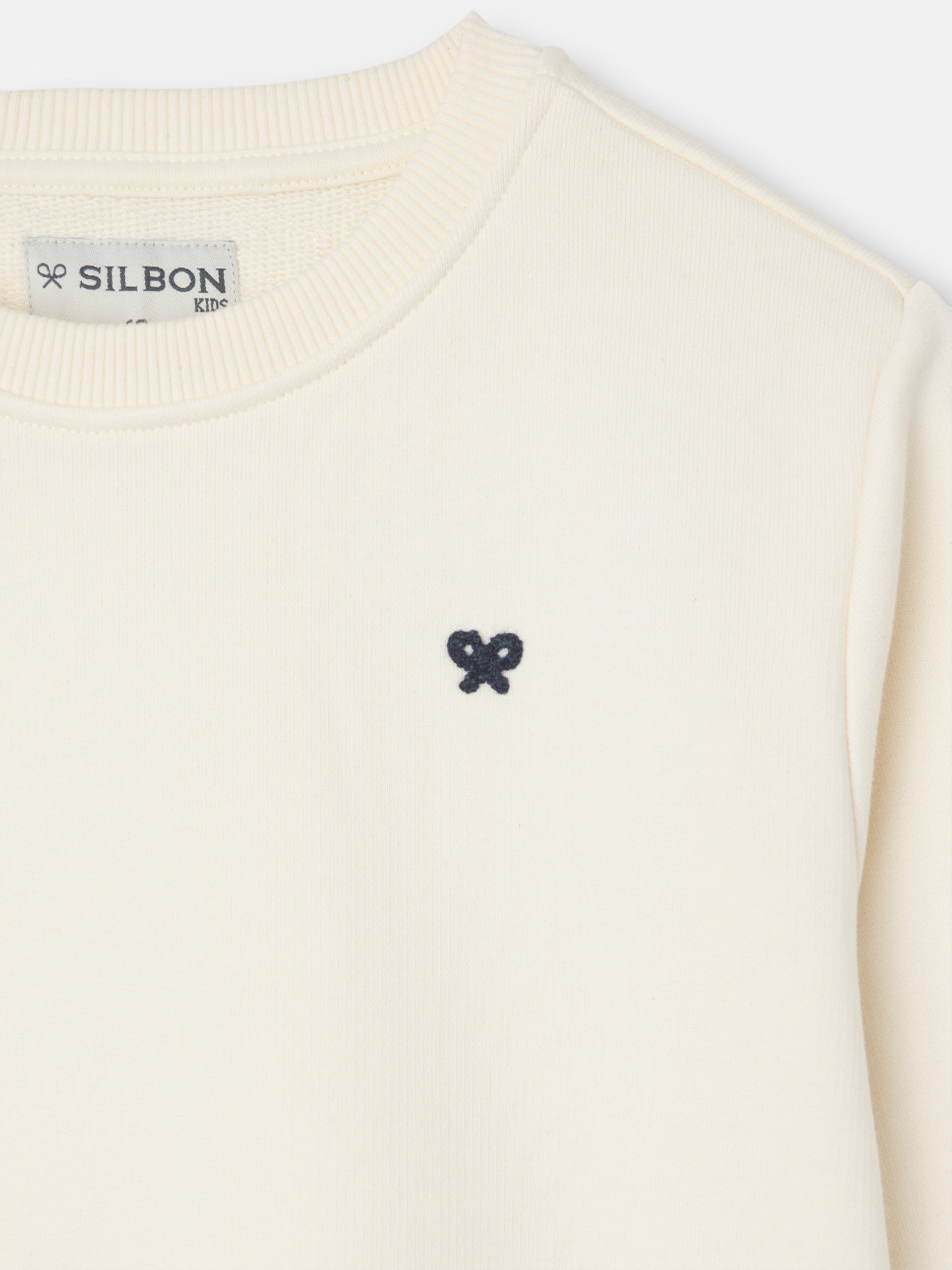 Sweat-shirt pour enfant avec minilogo couleur crème