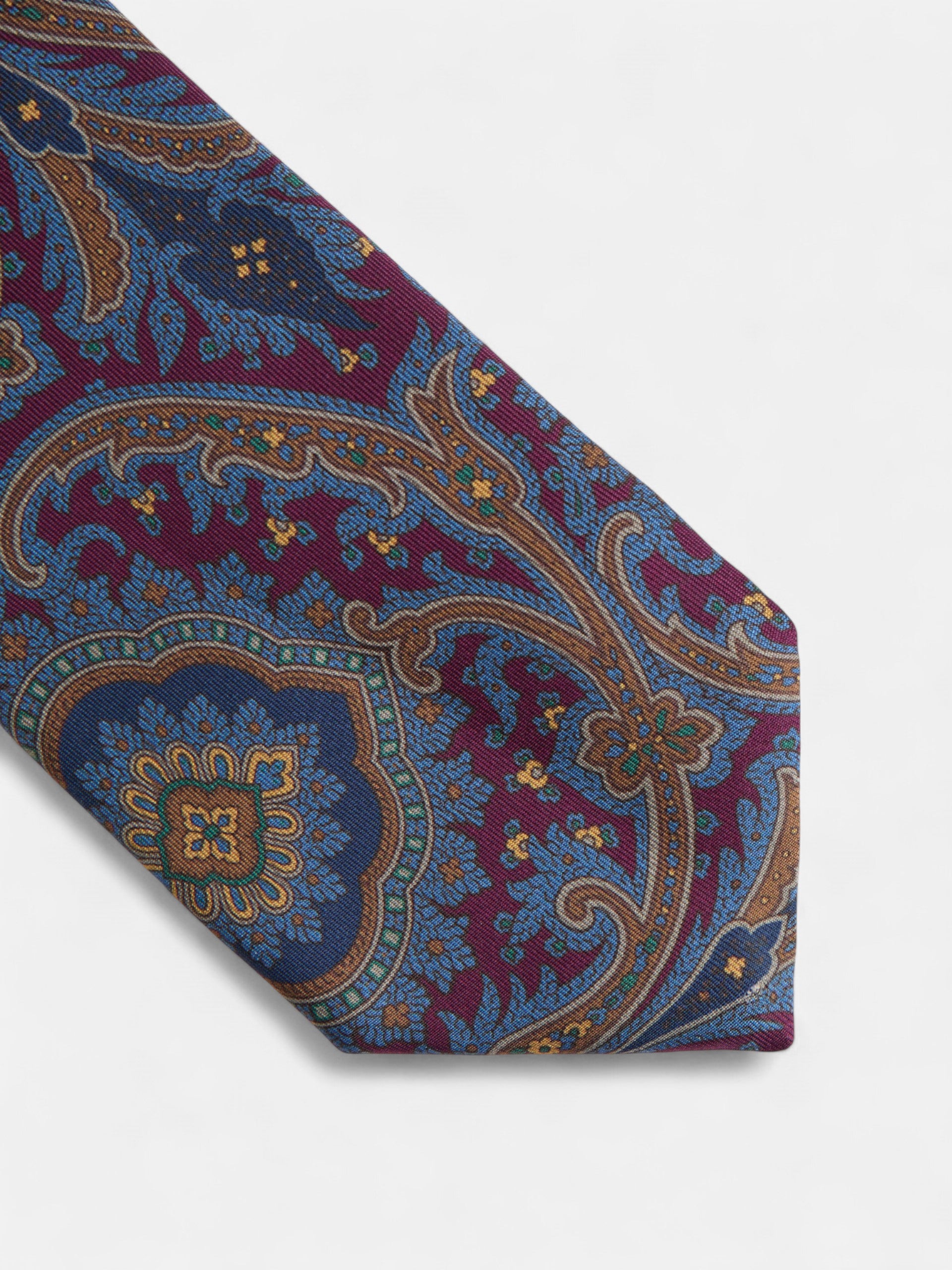 Corbata estampado acanto burdeos