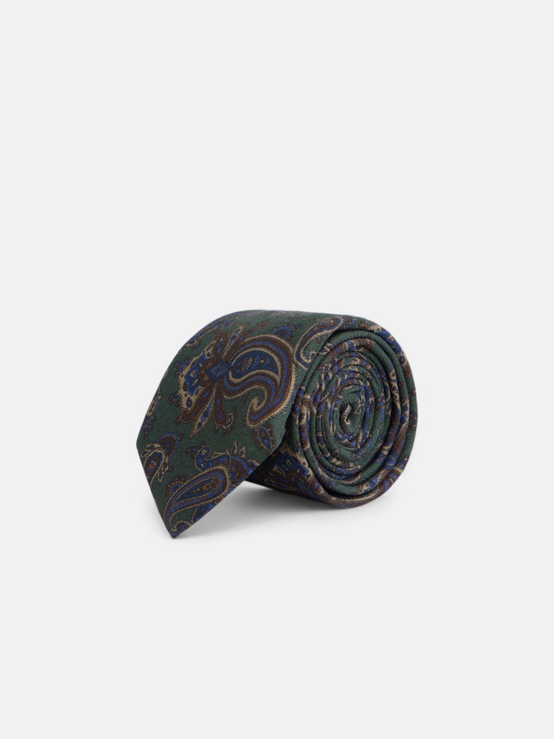 Gravata estampada paisley verde