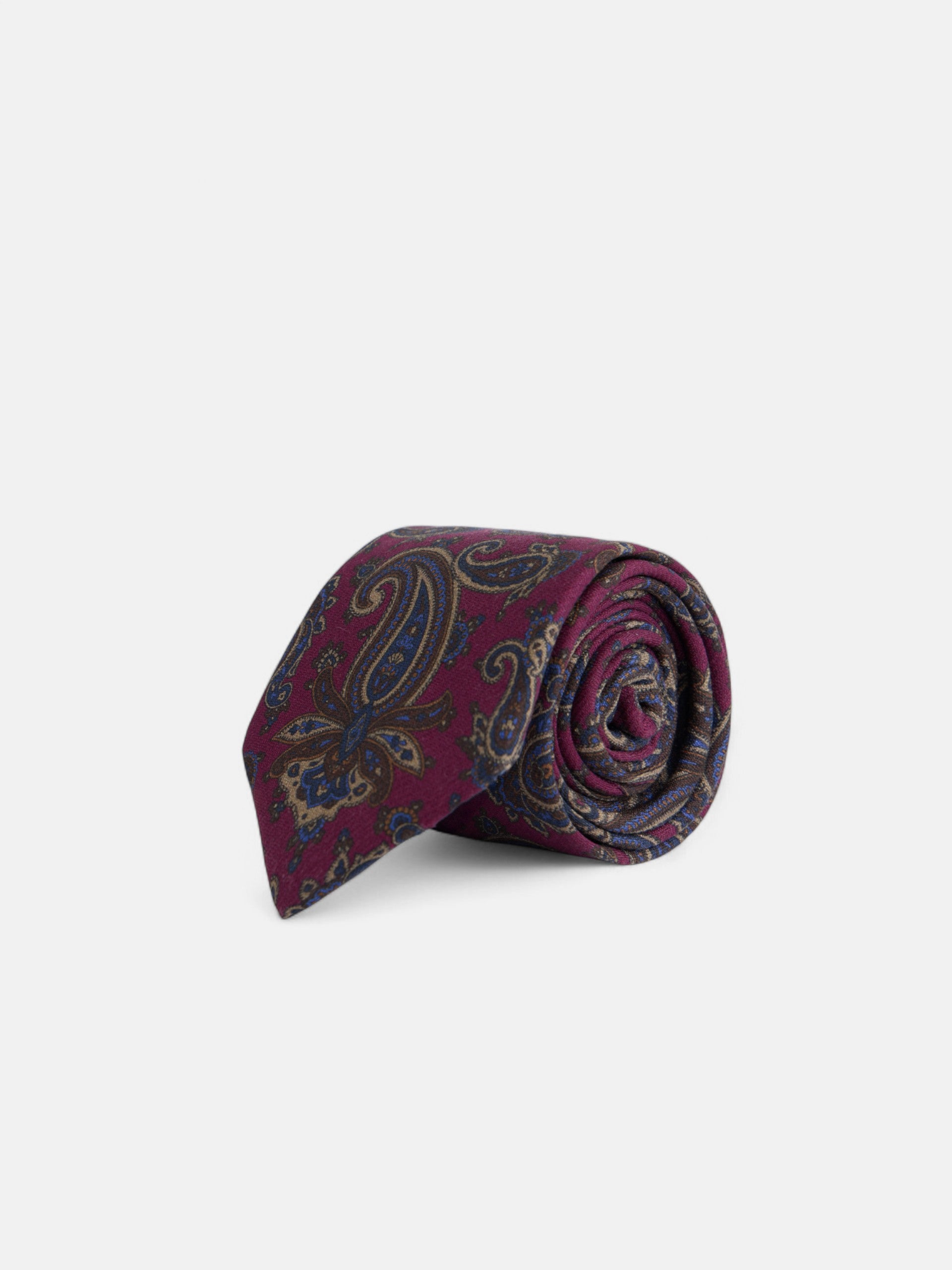 Corbata estampada pasley burdeos