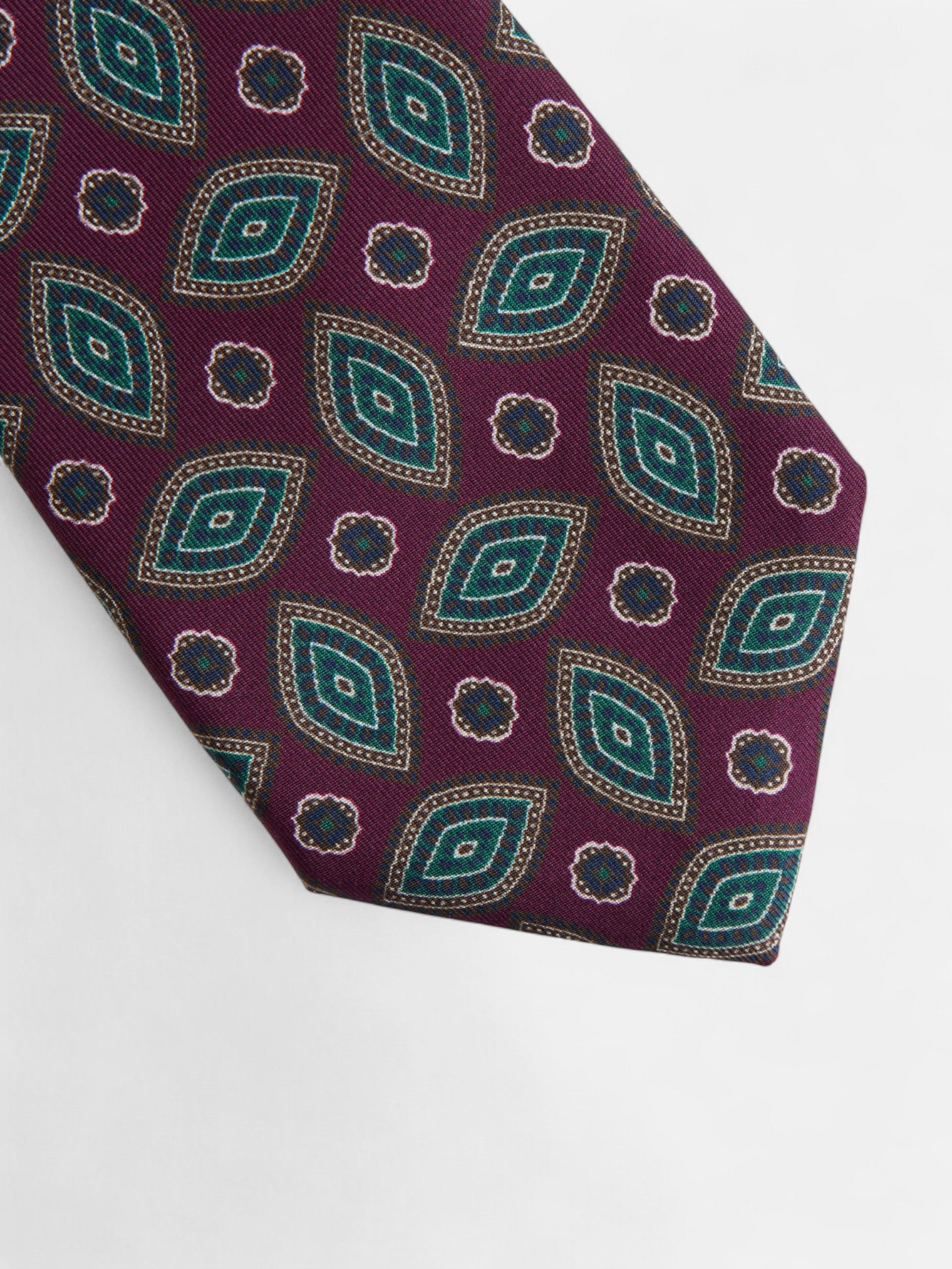 Gravata vintage com padrão oval bordeaux