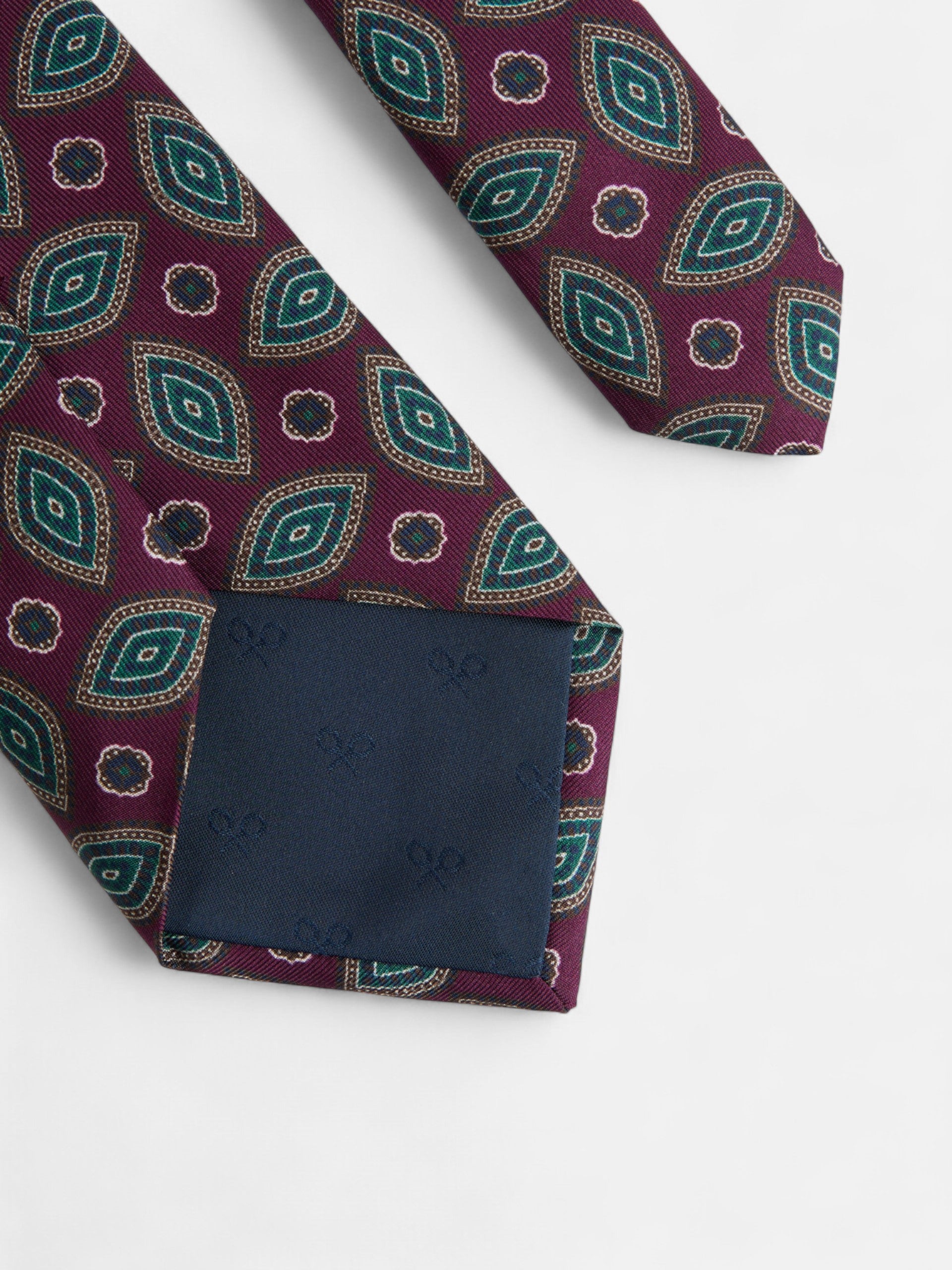 Gravata vintage com padrão oval bordeaux