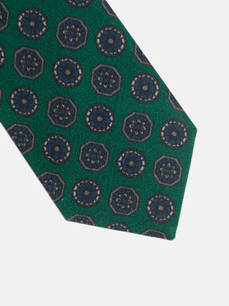 Cravate motifs anglais vert