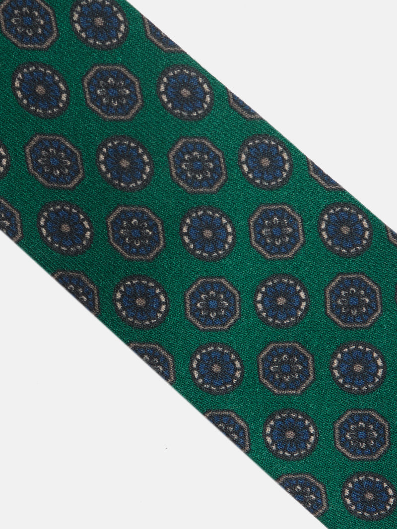 Cravate motifs anglais vert
