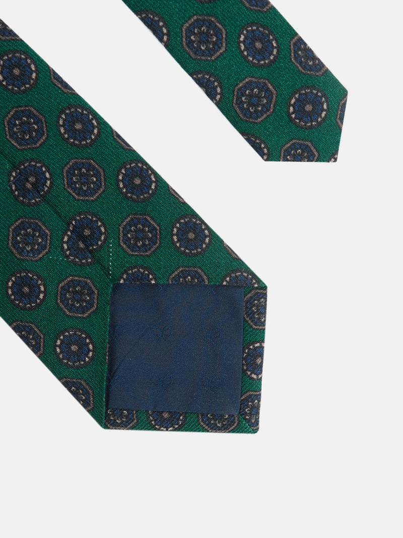Cravate motifs anglais vert