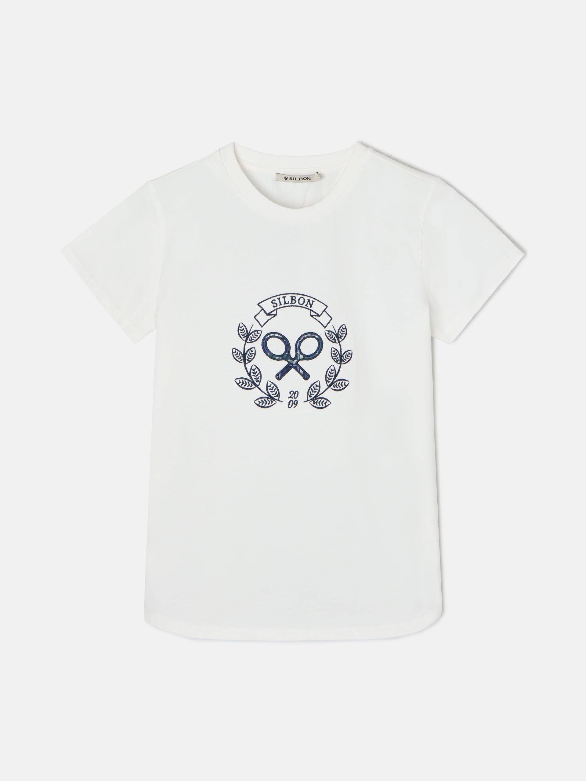 T-shirt mulher raquete xadrez cru
