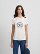 T-shirt mulher raquete xadrez cru