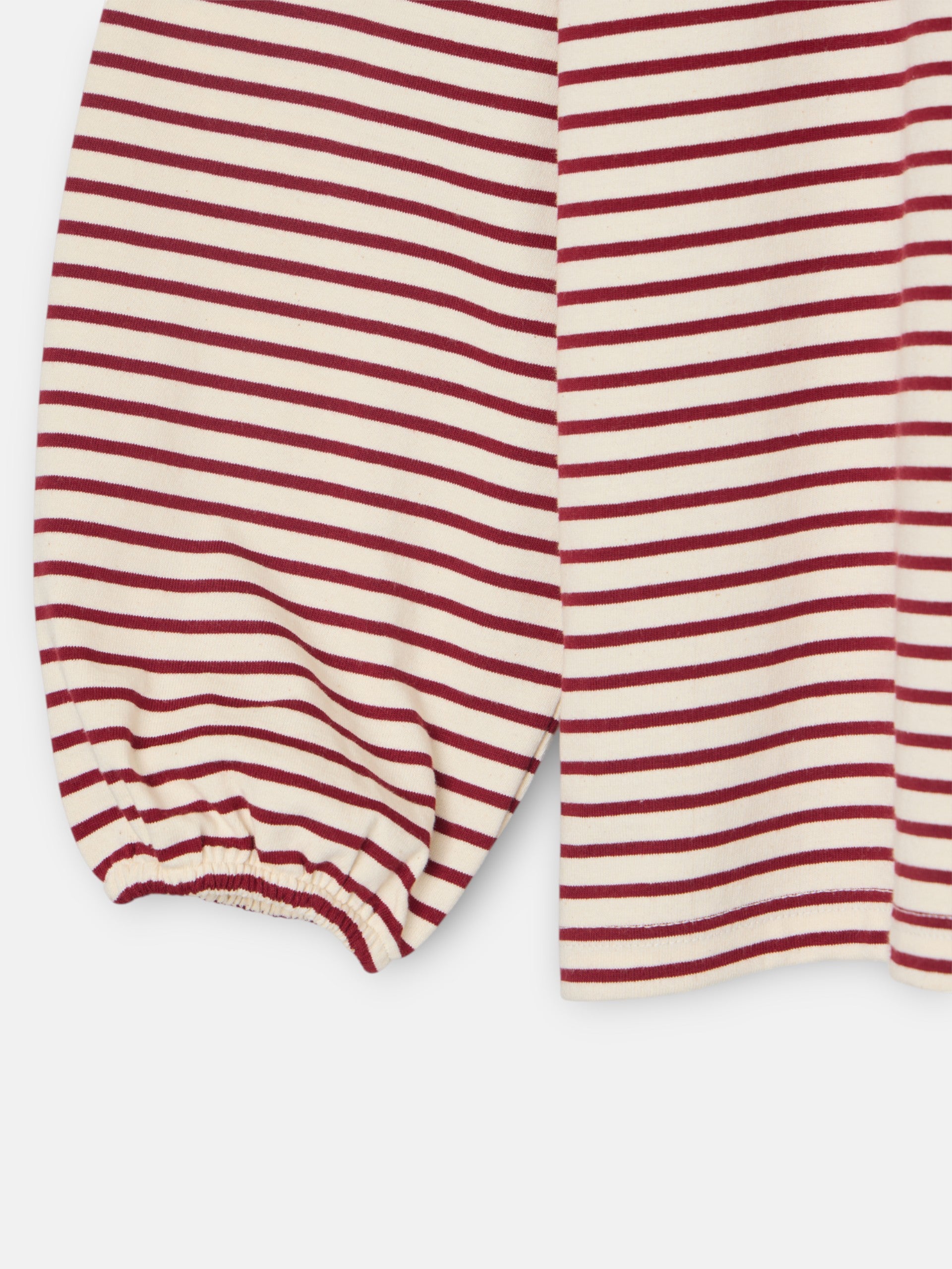 Women's maroon striped crew neck T-shirt