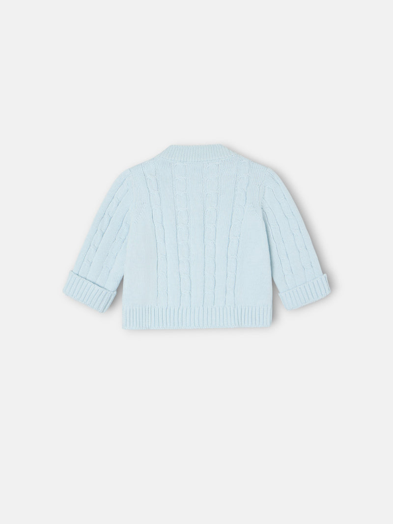 Baby Silbon light blue cable knit set