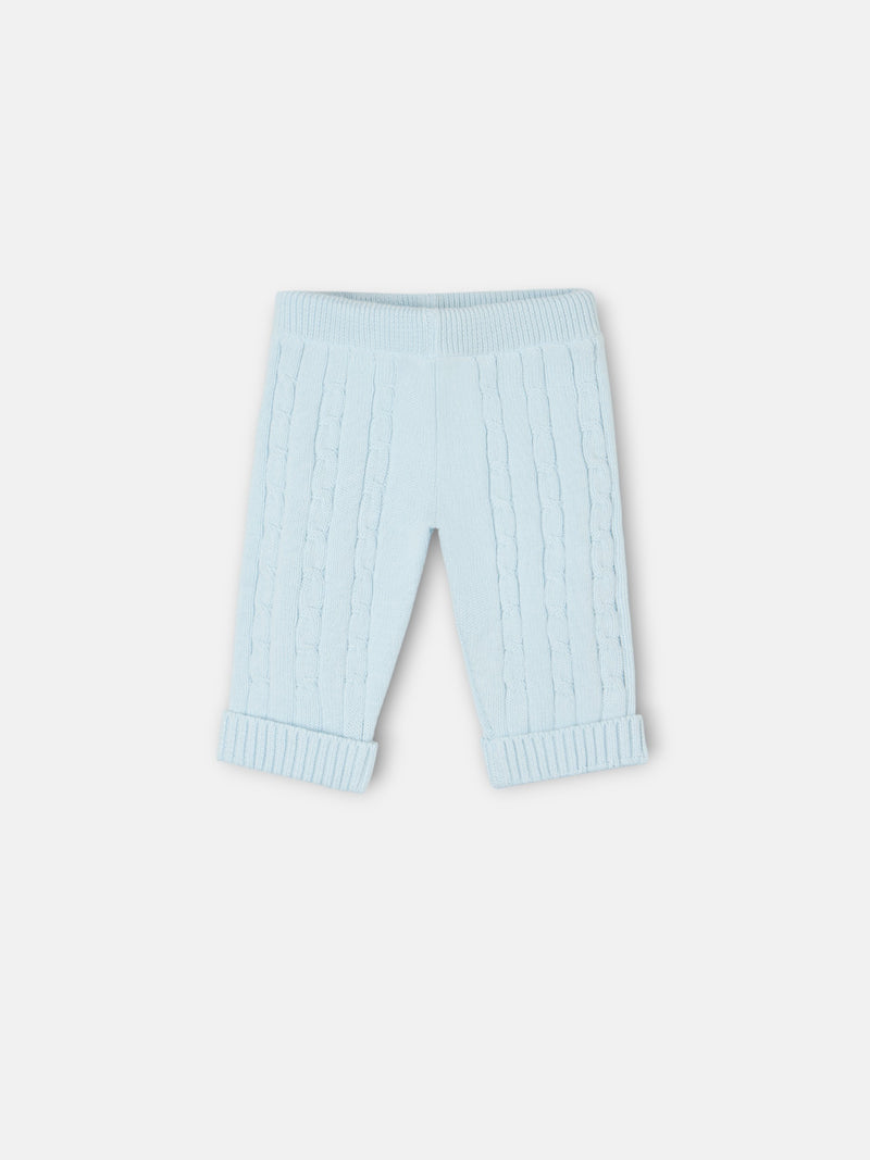 Baby Silbon light blue cable knit set