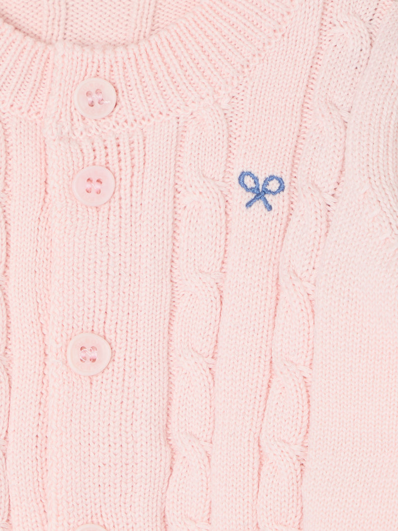 Silbon baby cable knit set pink