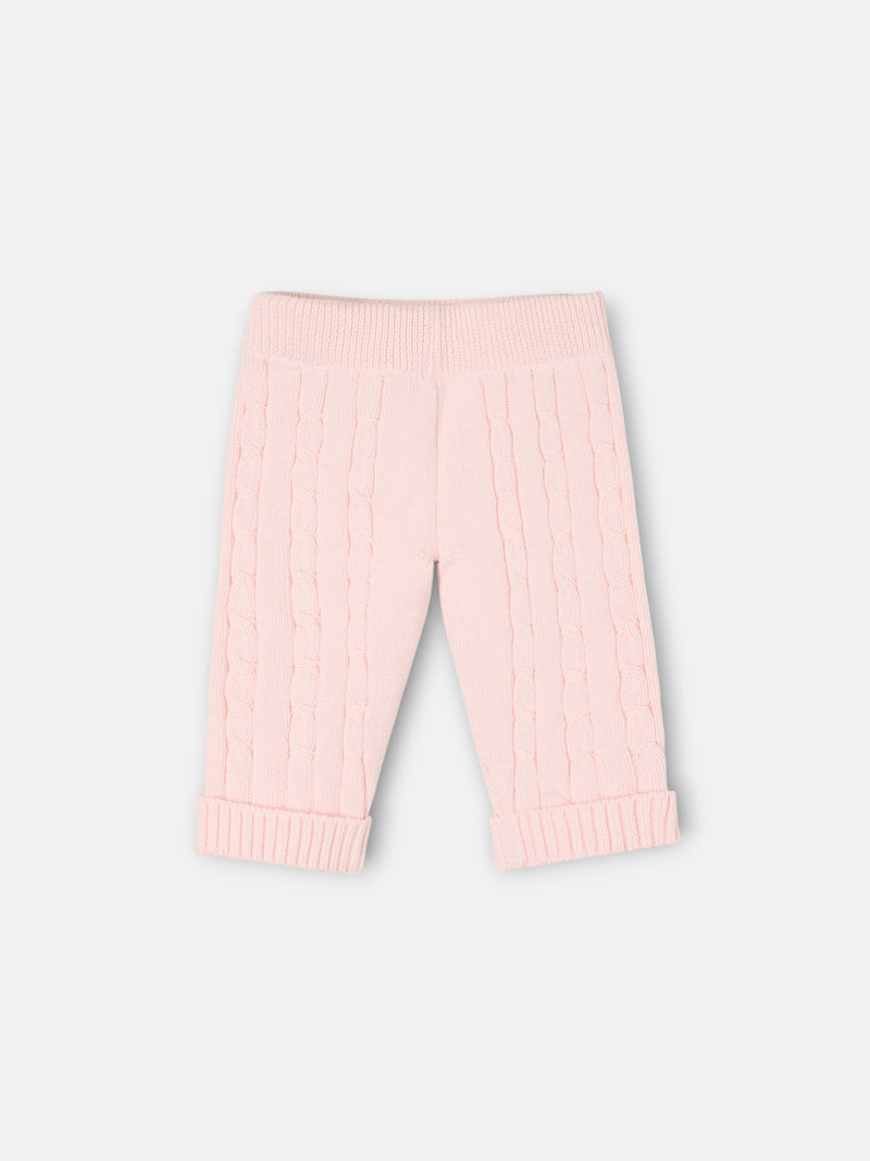 Silbon baby cable knit set pink