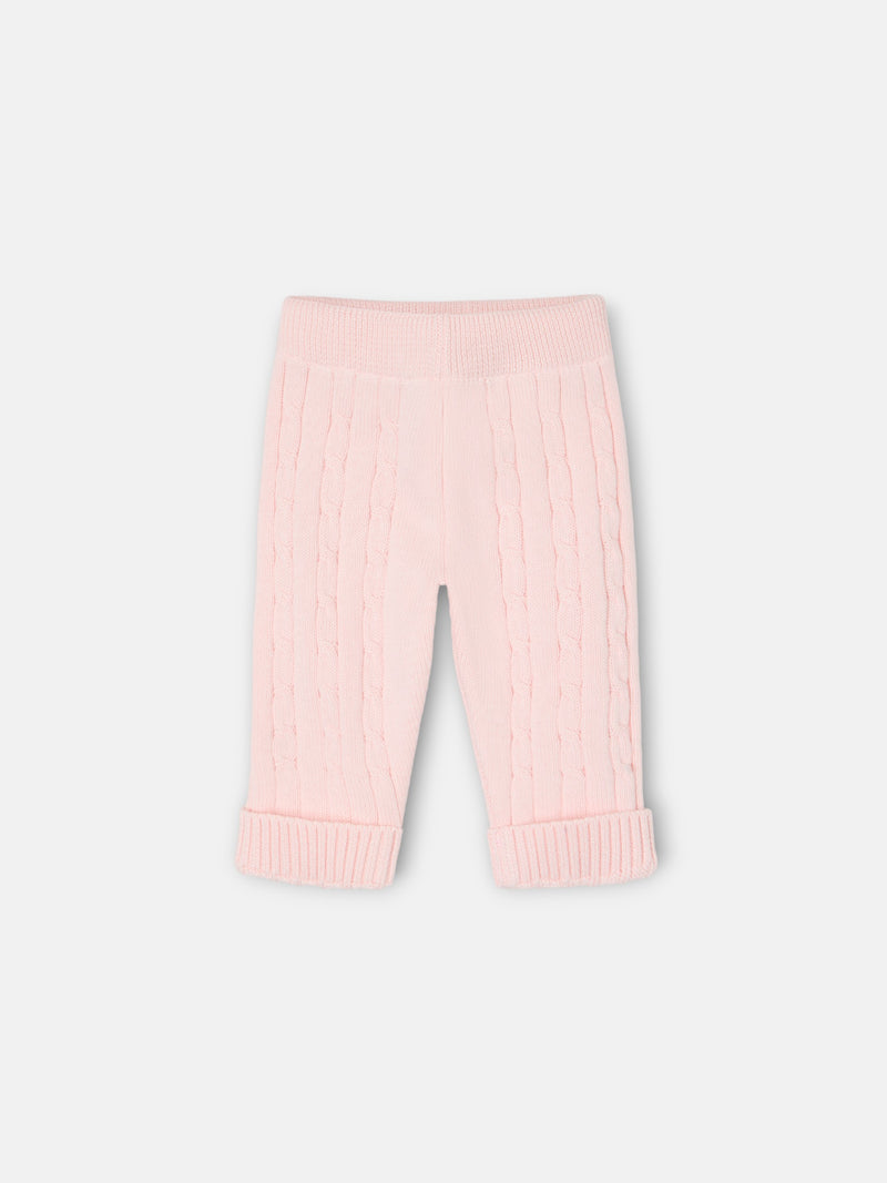 Silbon baby cable knit set pink