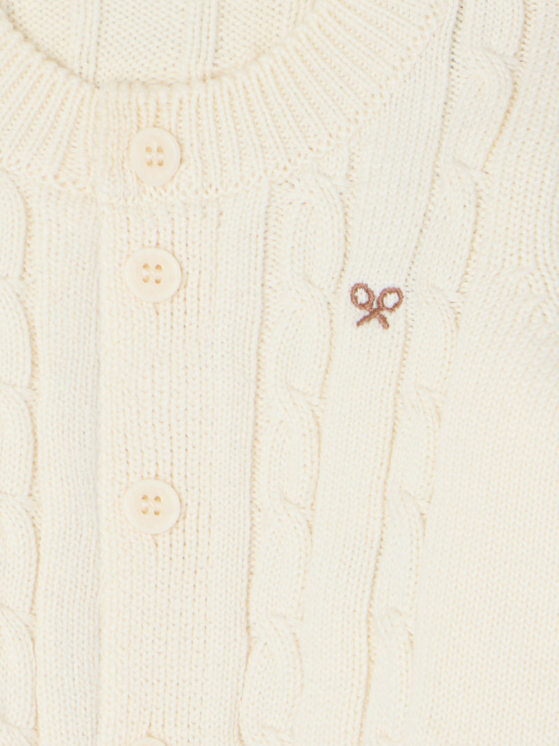 Medium beige baby Silbon cable knit set