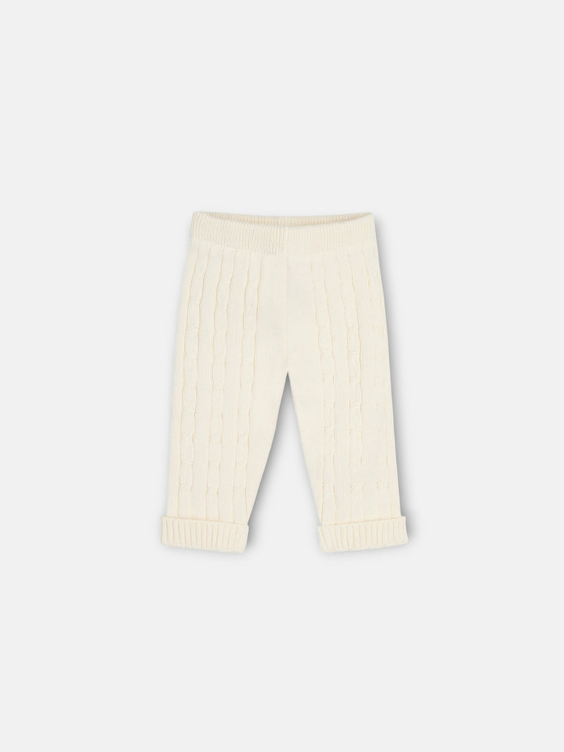 Medium beige baby Silbon cable knit set