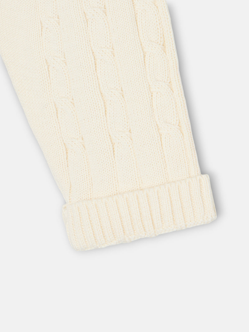 Medium beige baby Silbon cable knit set