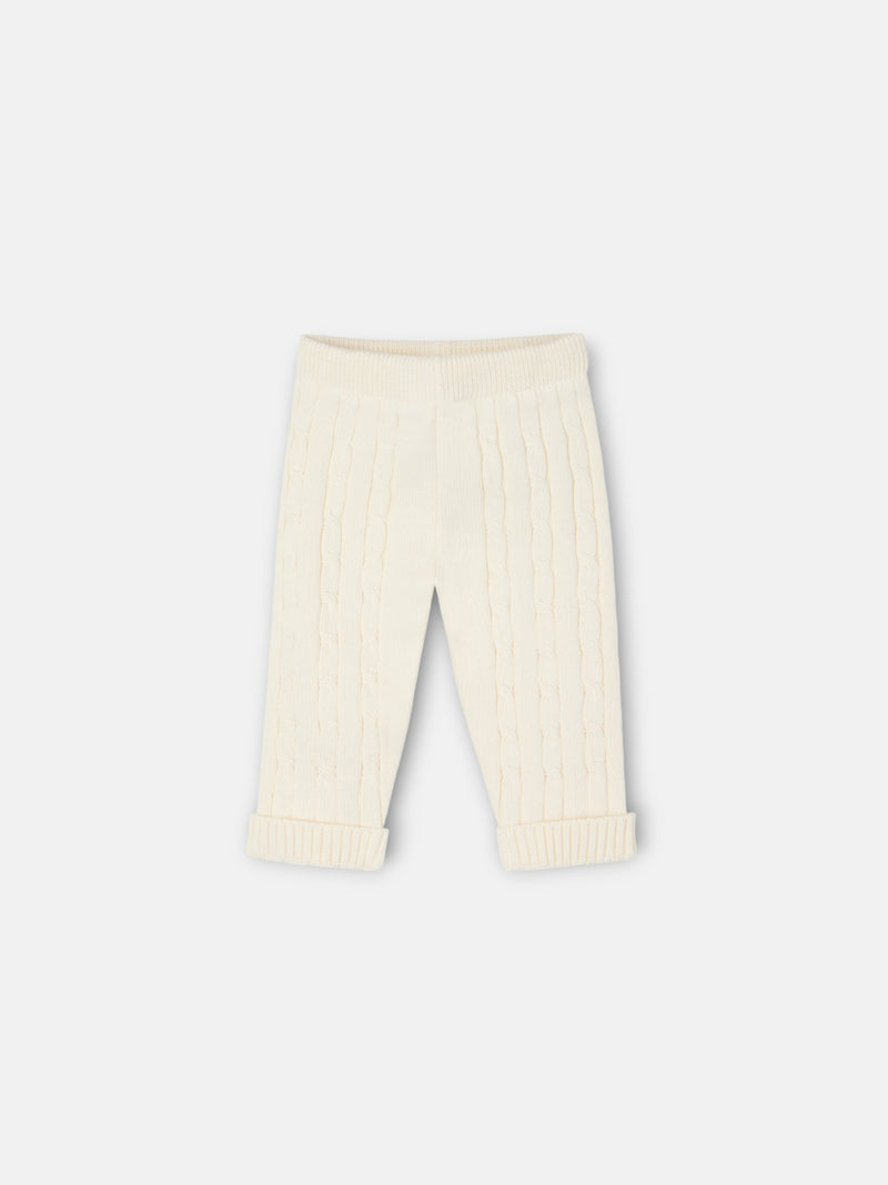 Medium beige baby Silbon cable knit set
