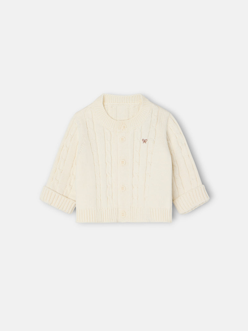 Medium beige baby Silbon cable knit set