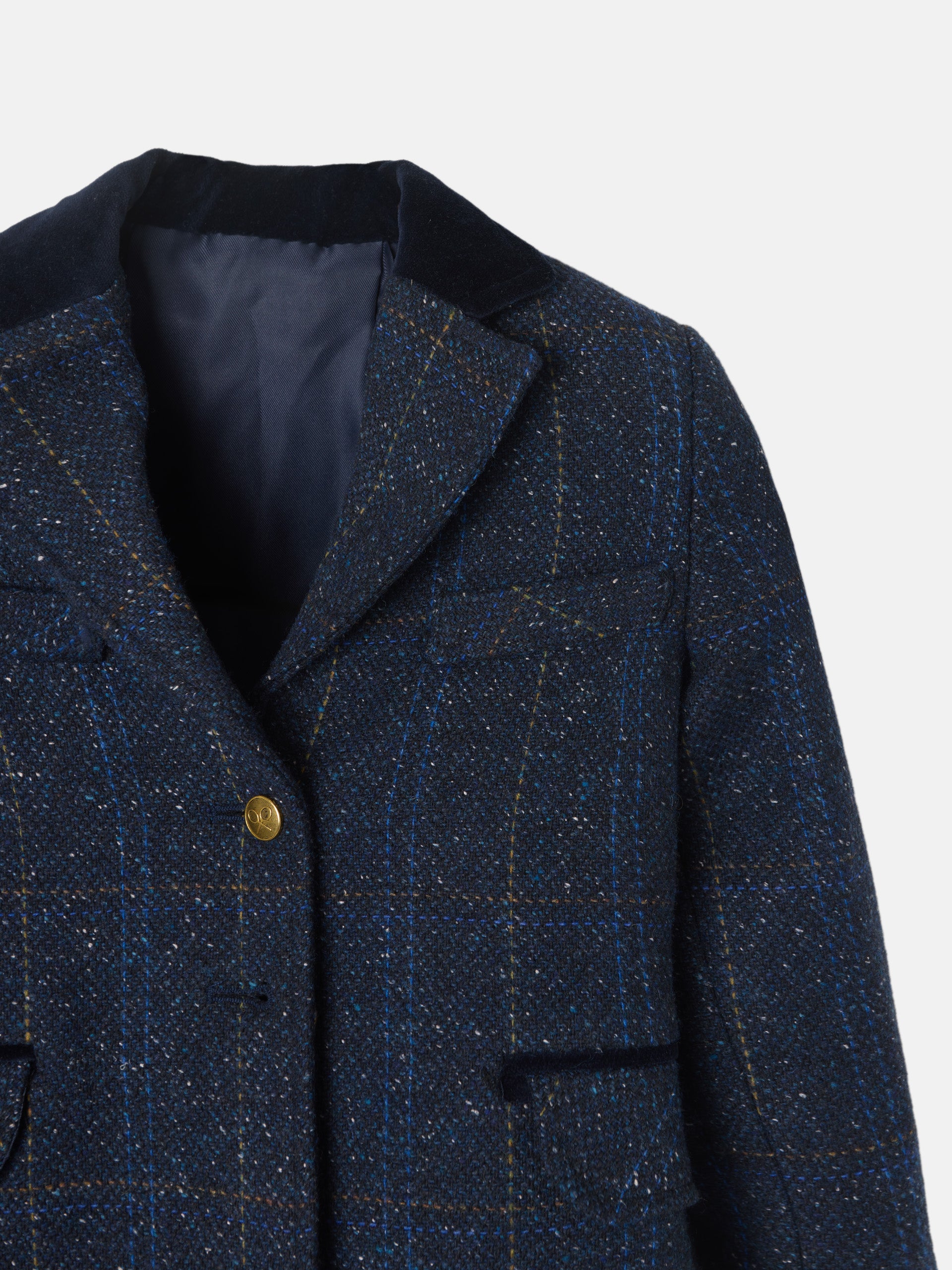 American girl with blue plaid velvet details