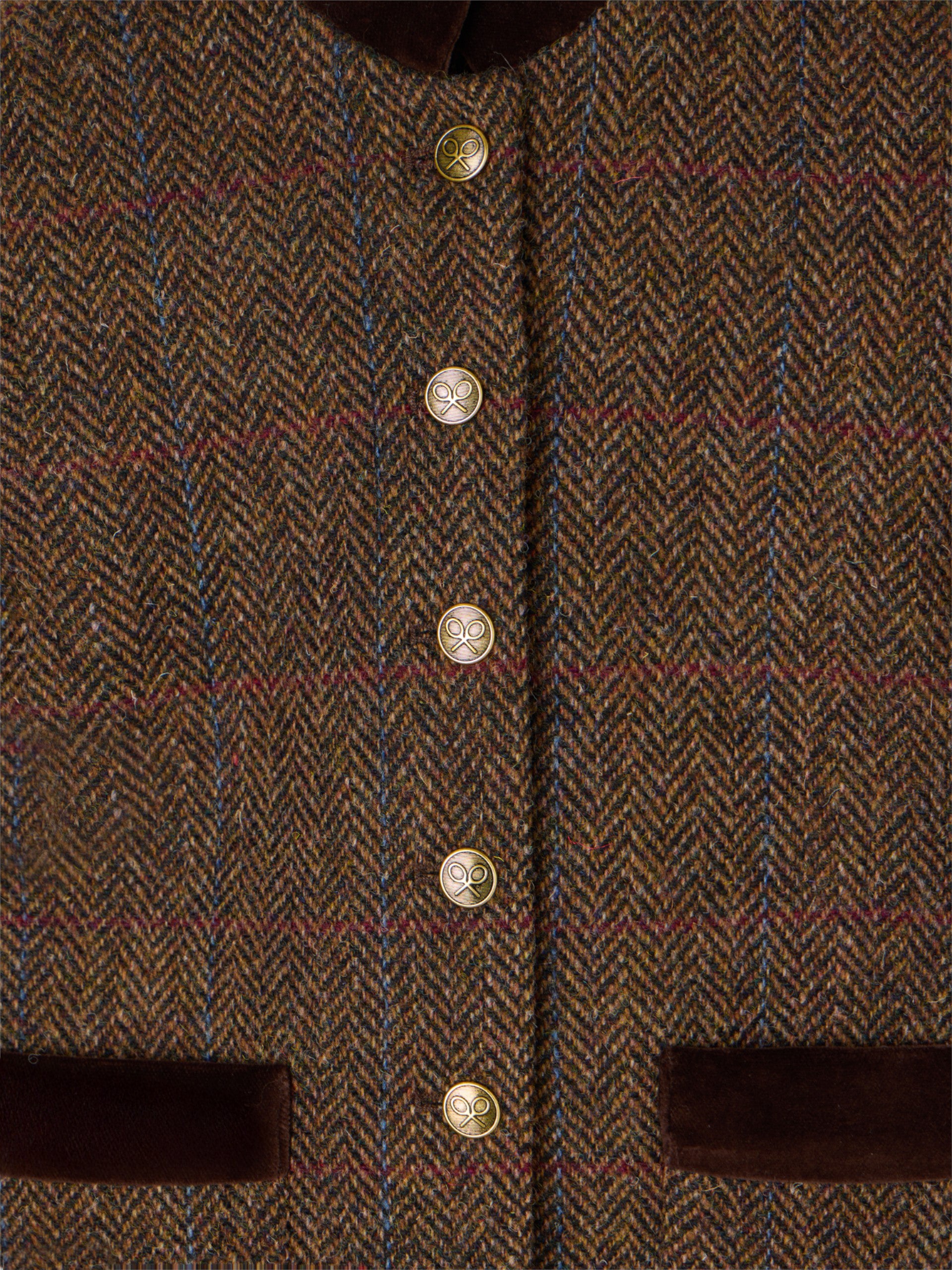 Col mandarin American Girl à chevrons marron