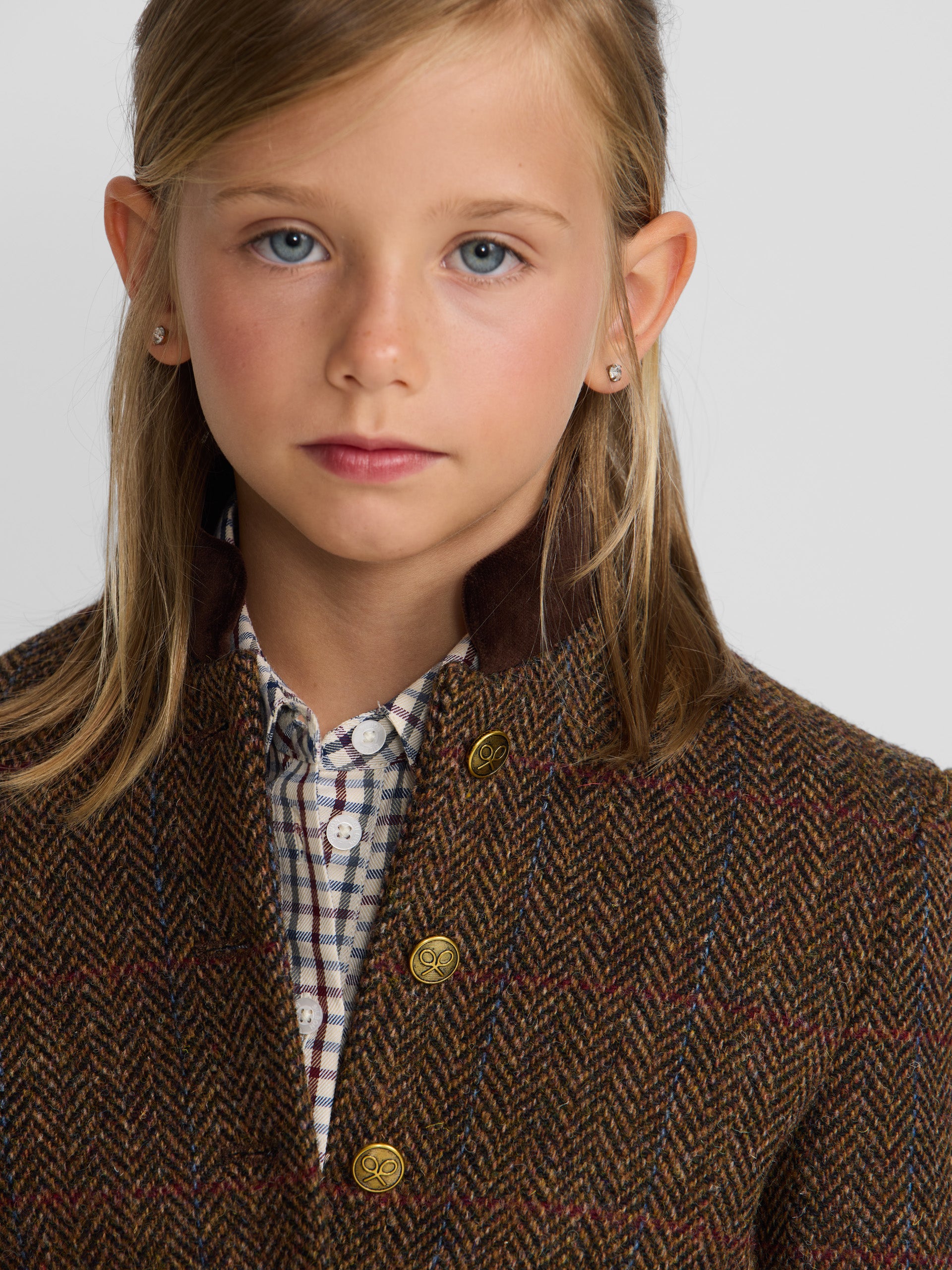 Col mandarin American Girl à chevrons marron