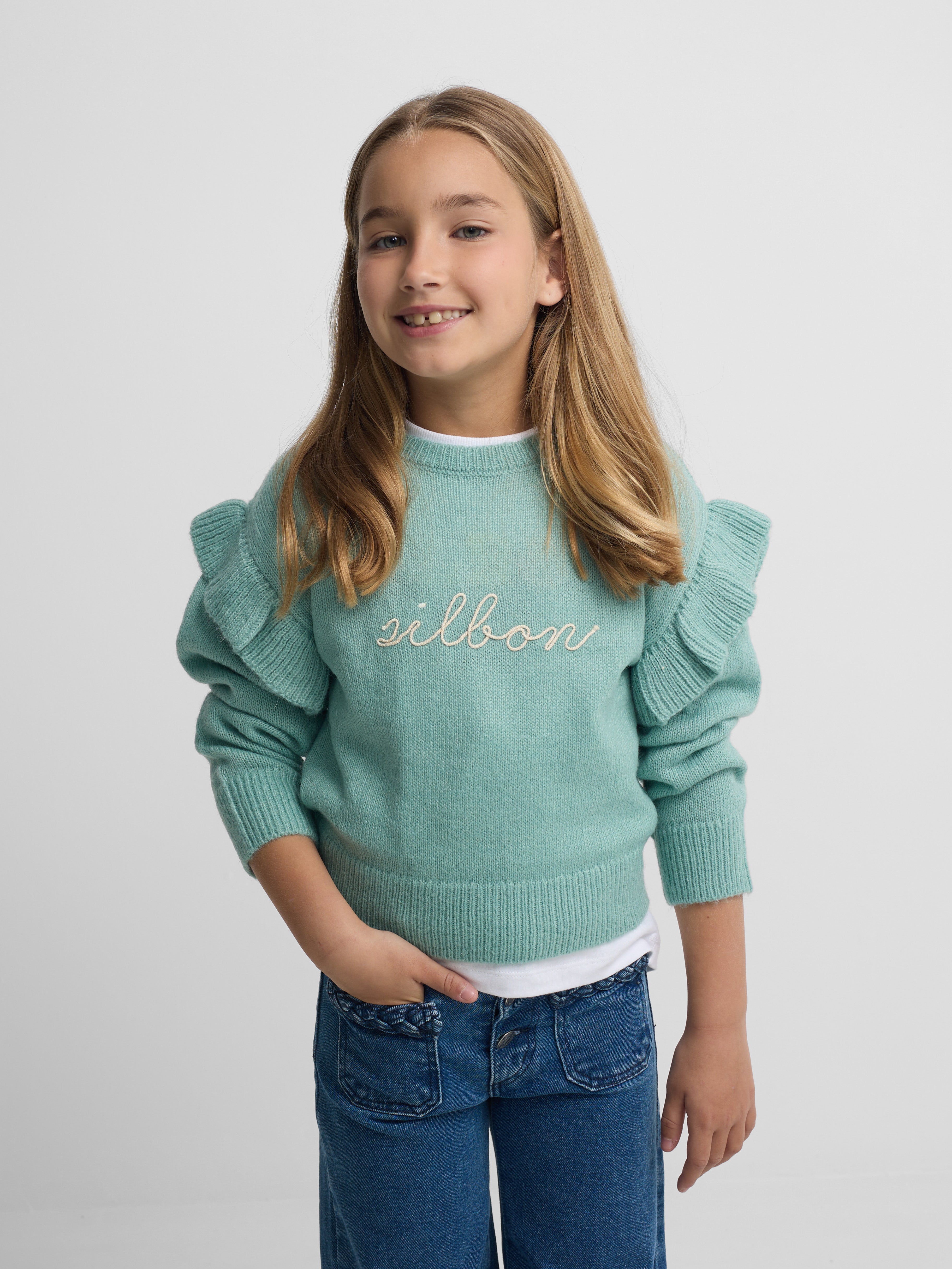 Camisola de malha Silbon verde para mulher