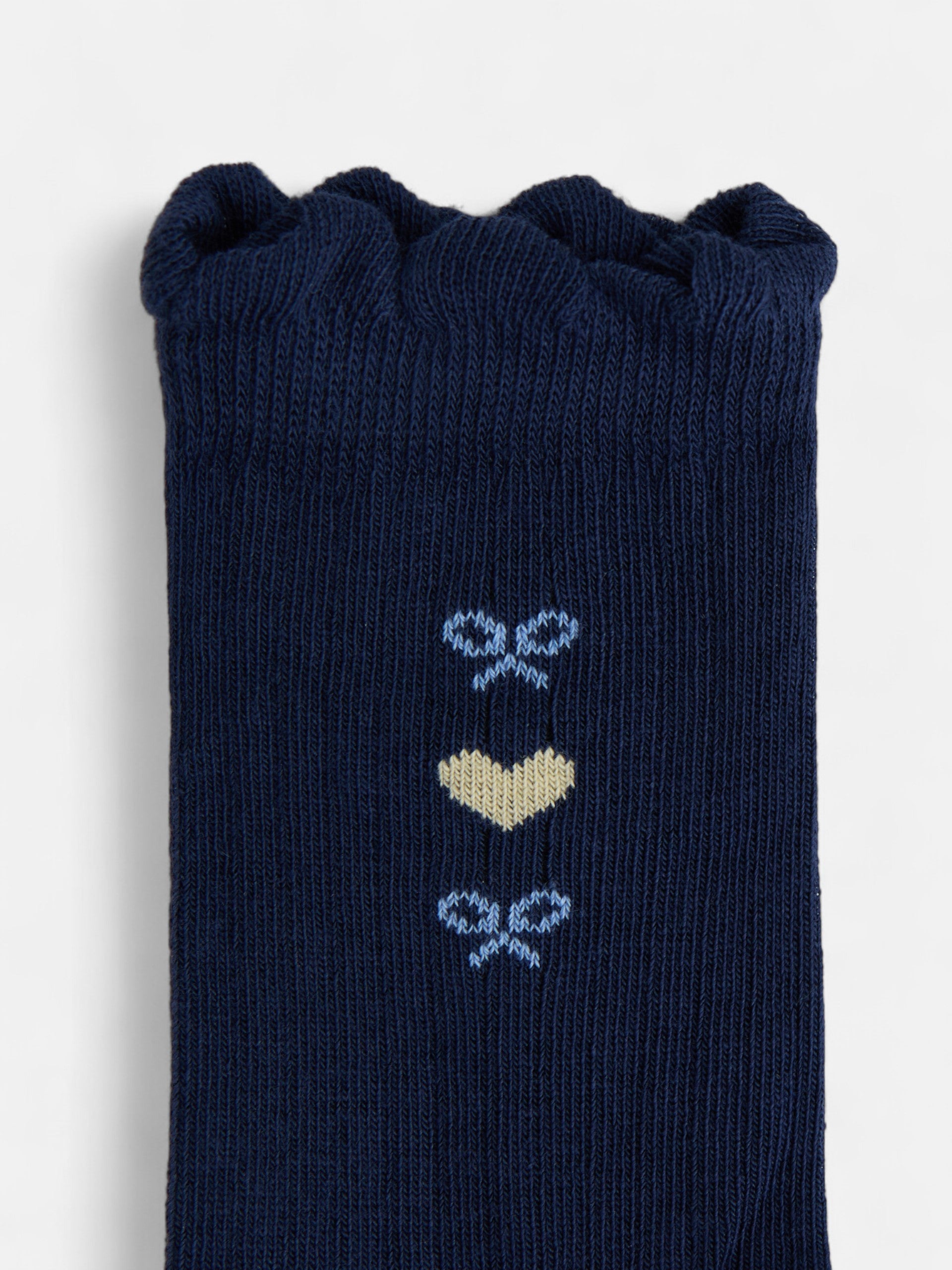 Navy blue heart girl socks