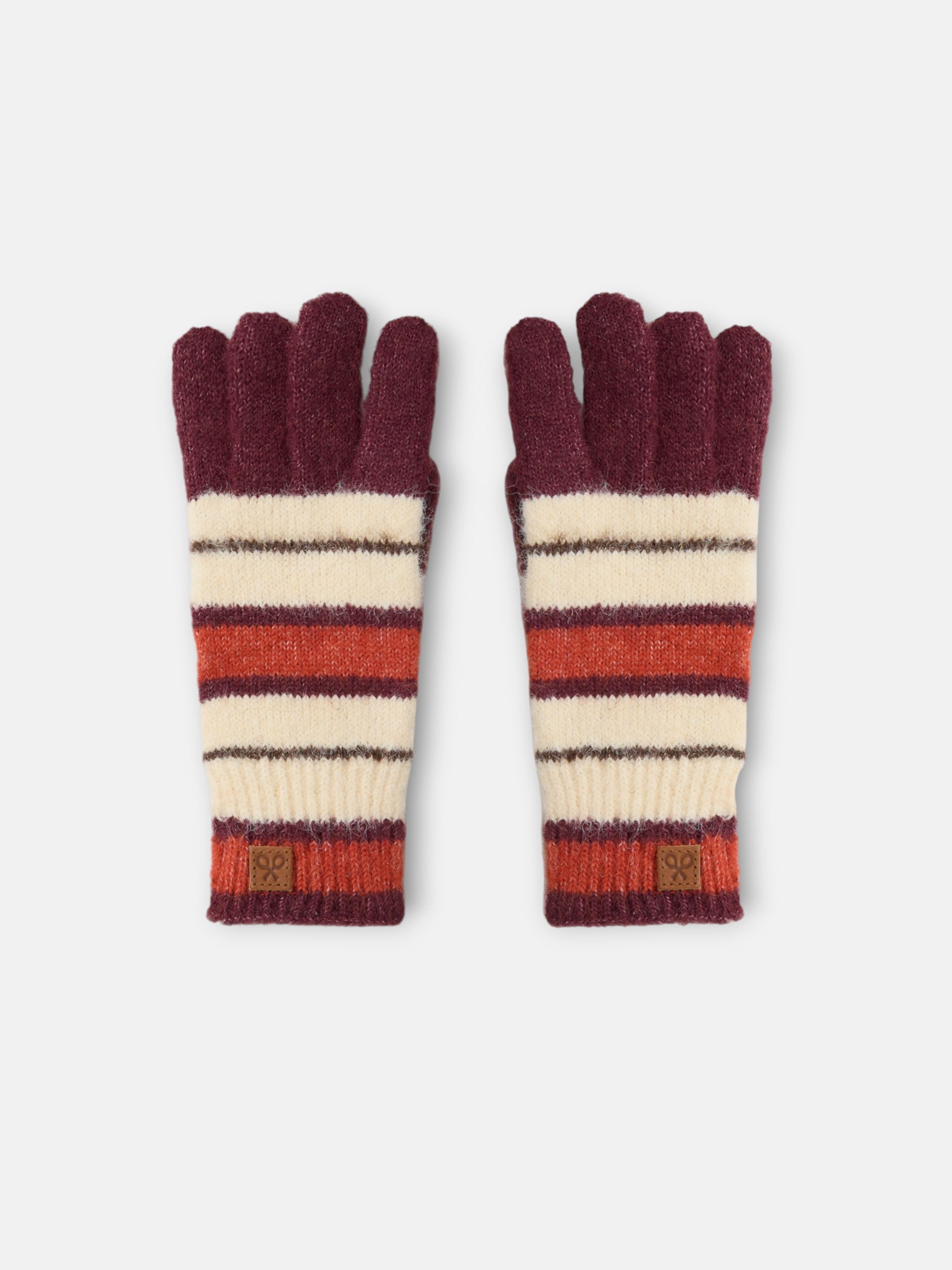 gants en laine à rayures brunes