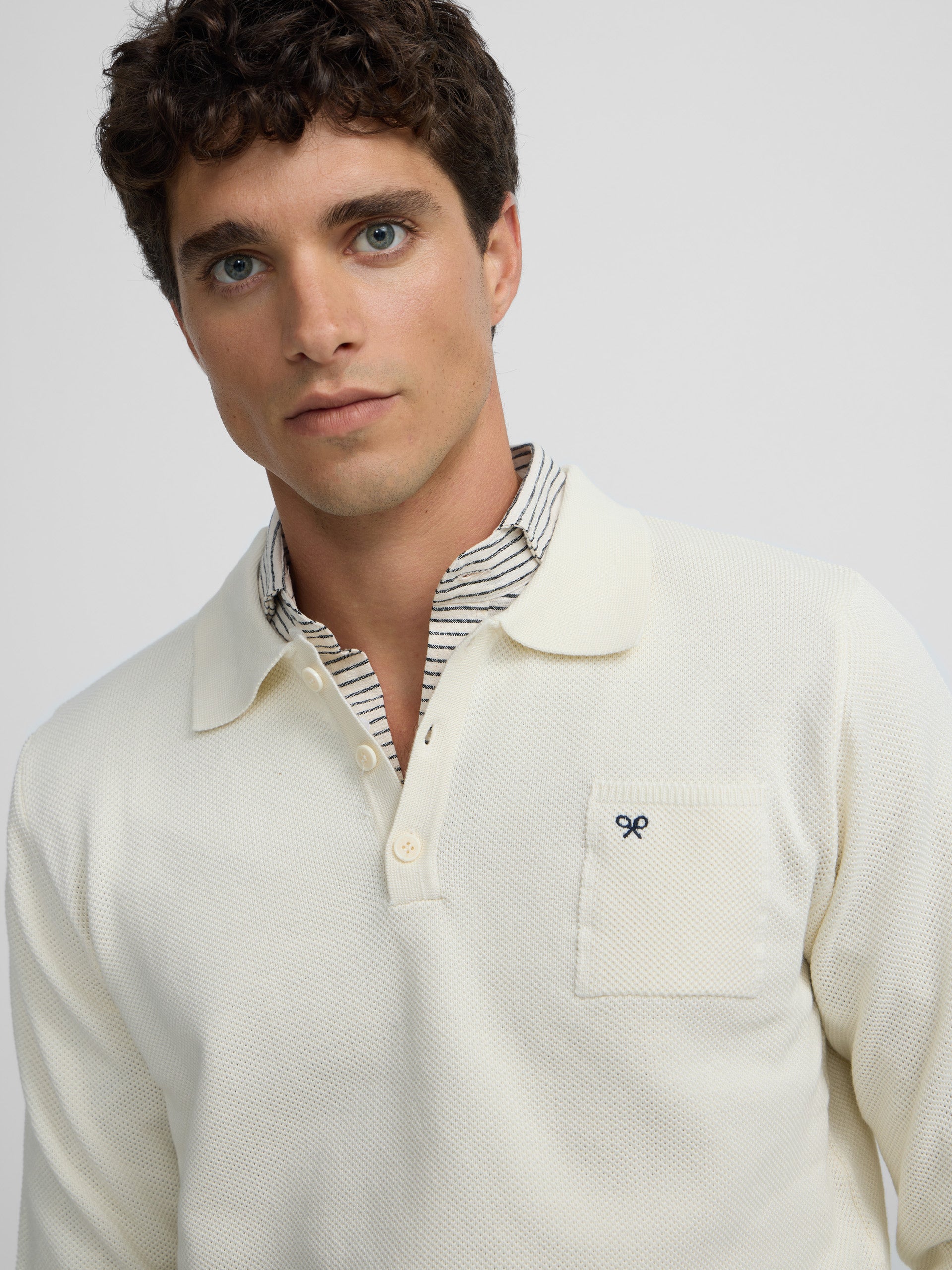 Jersey cuello polo minilogo beige