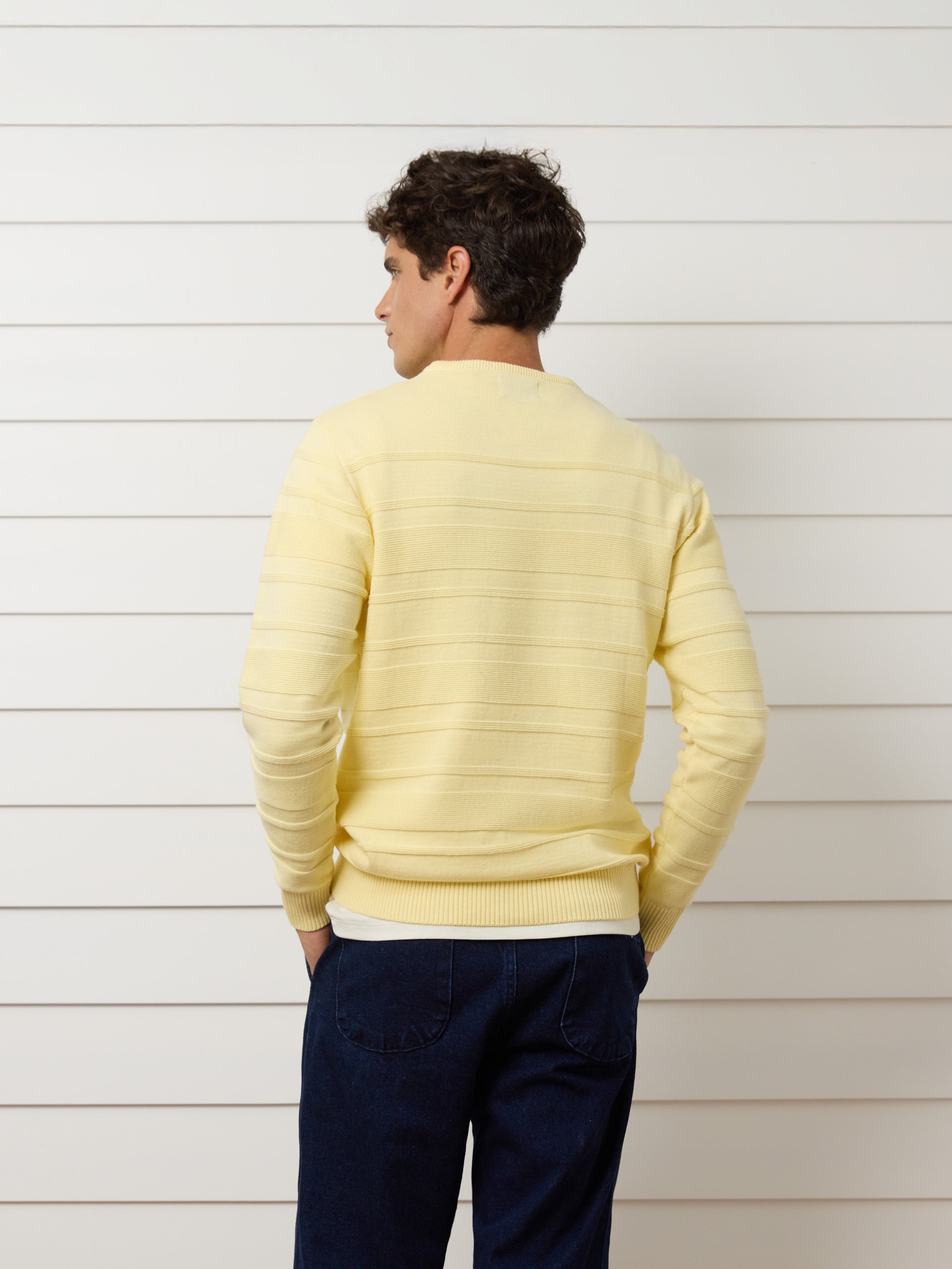 Yellow mini logo braided sweater