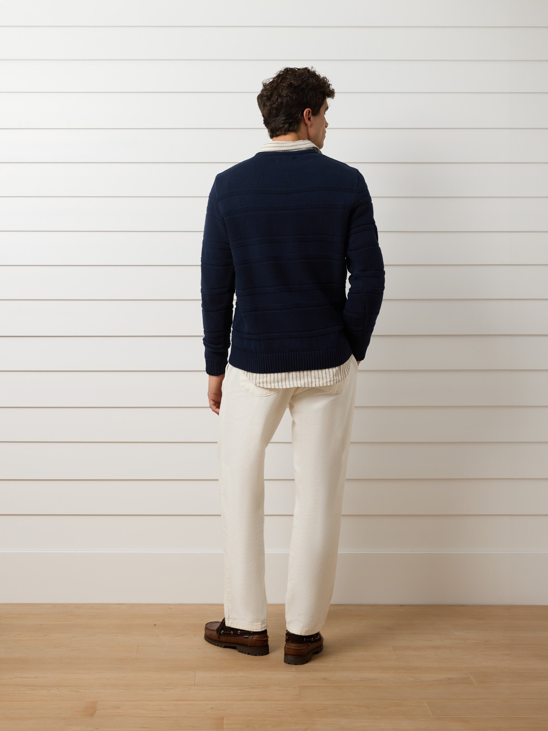 Navy blue mini logo braided sweater