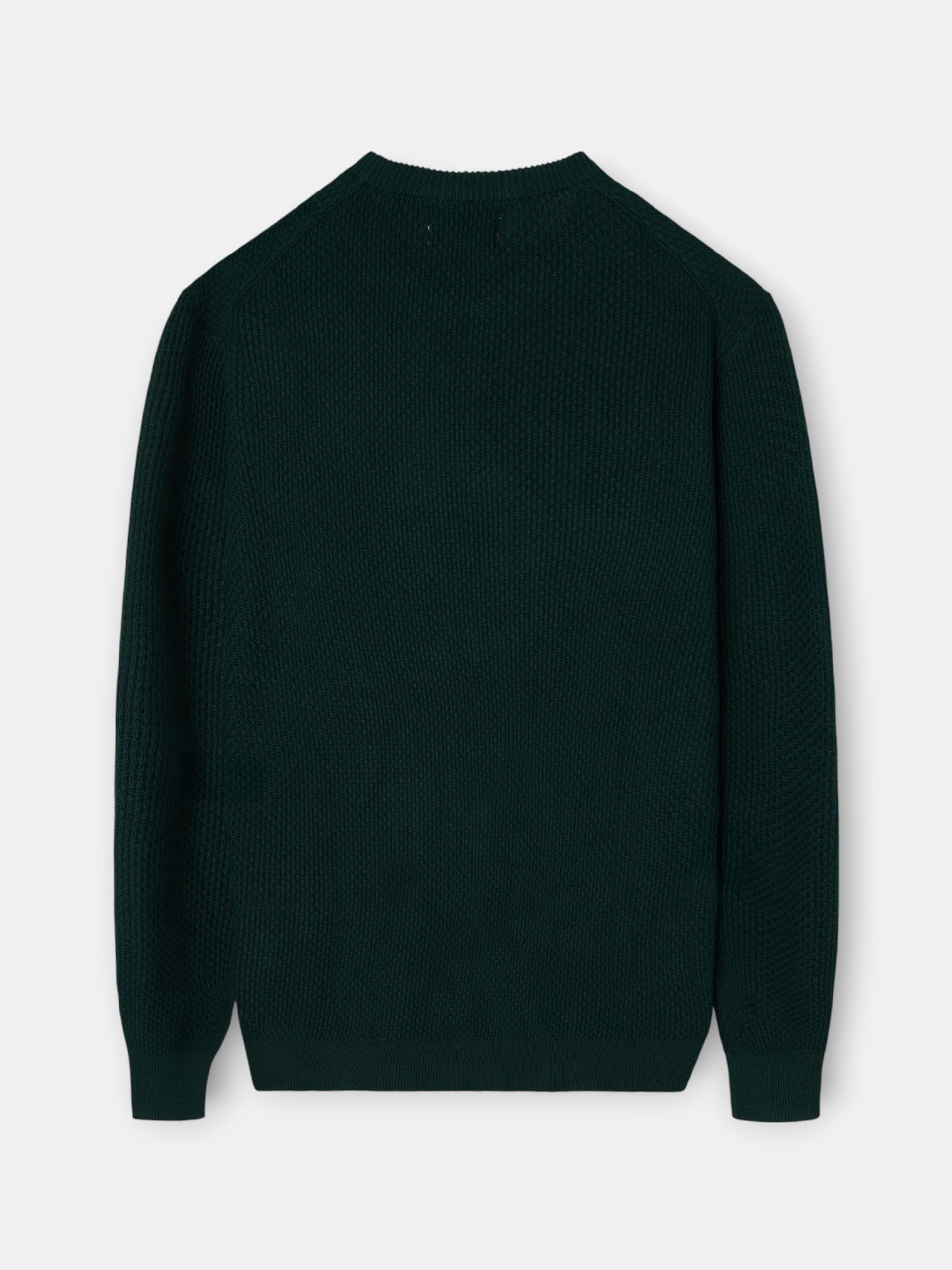 dark green textured round neck sweater