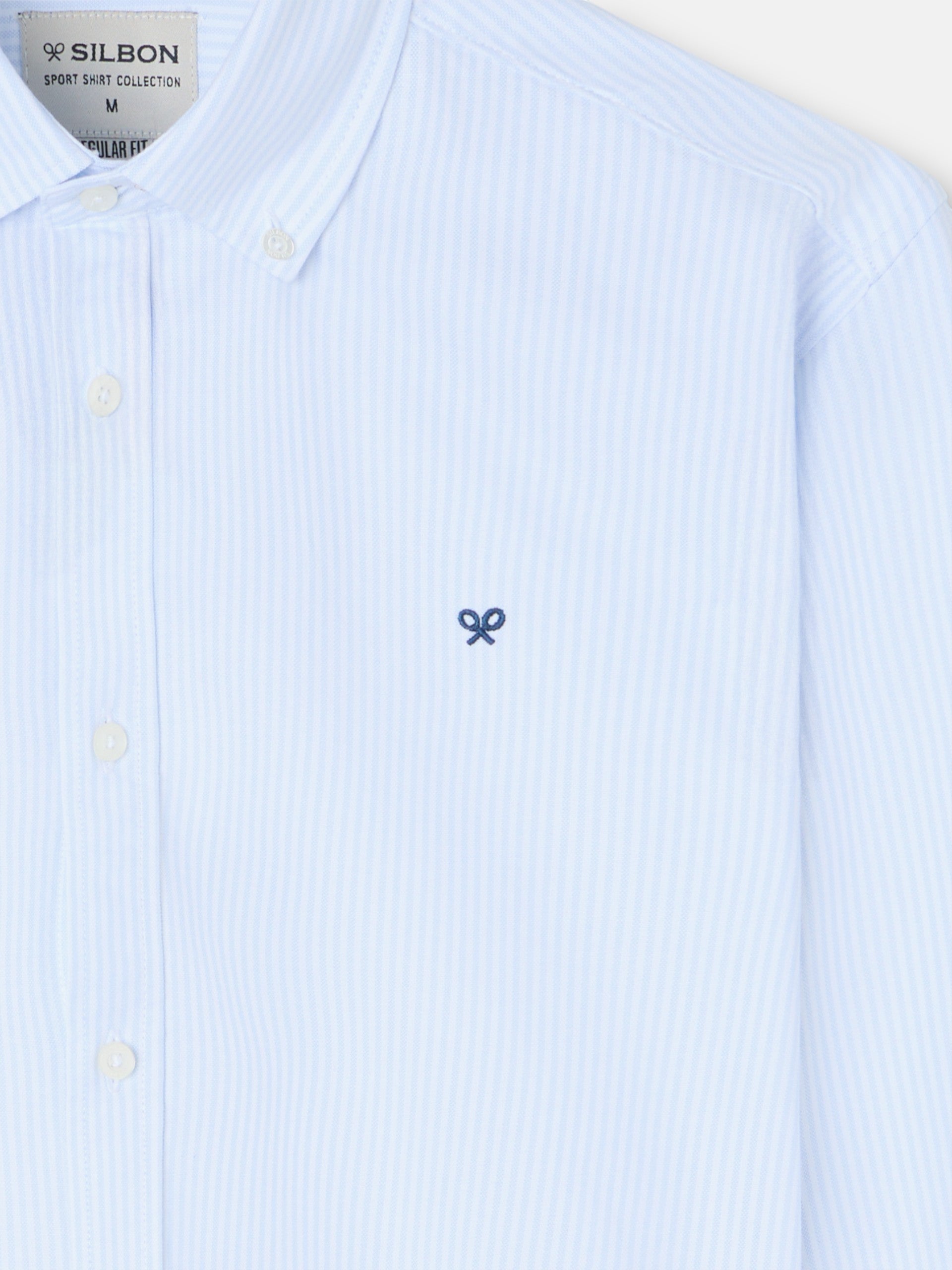 Regular fit oxford sport shirt with light blue stripes