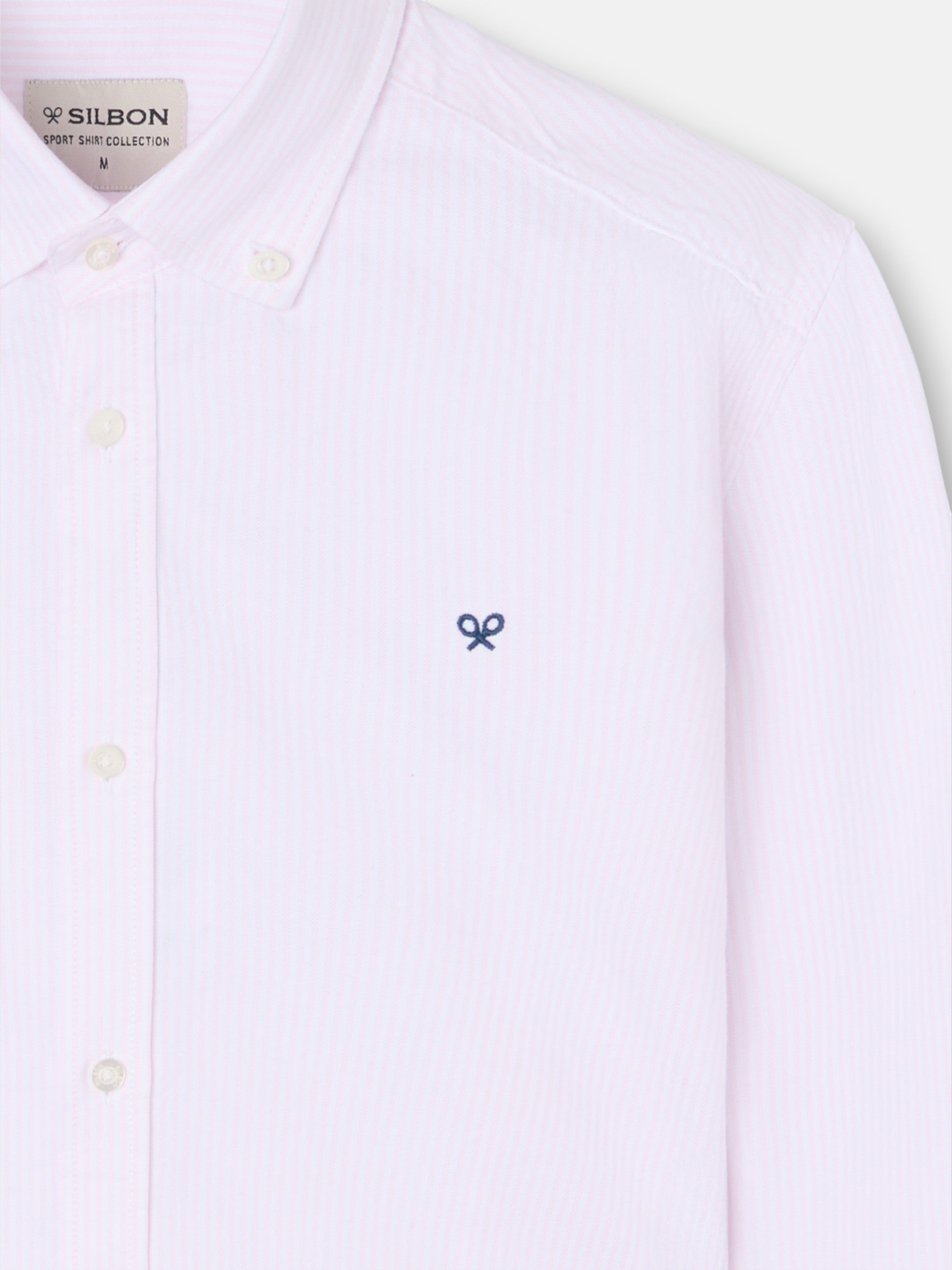 Chemise de sport Oxford à rayures roses