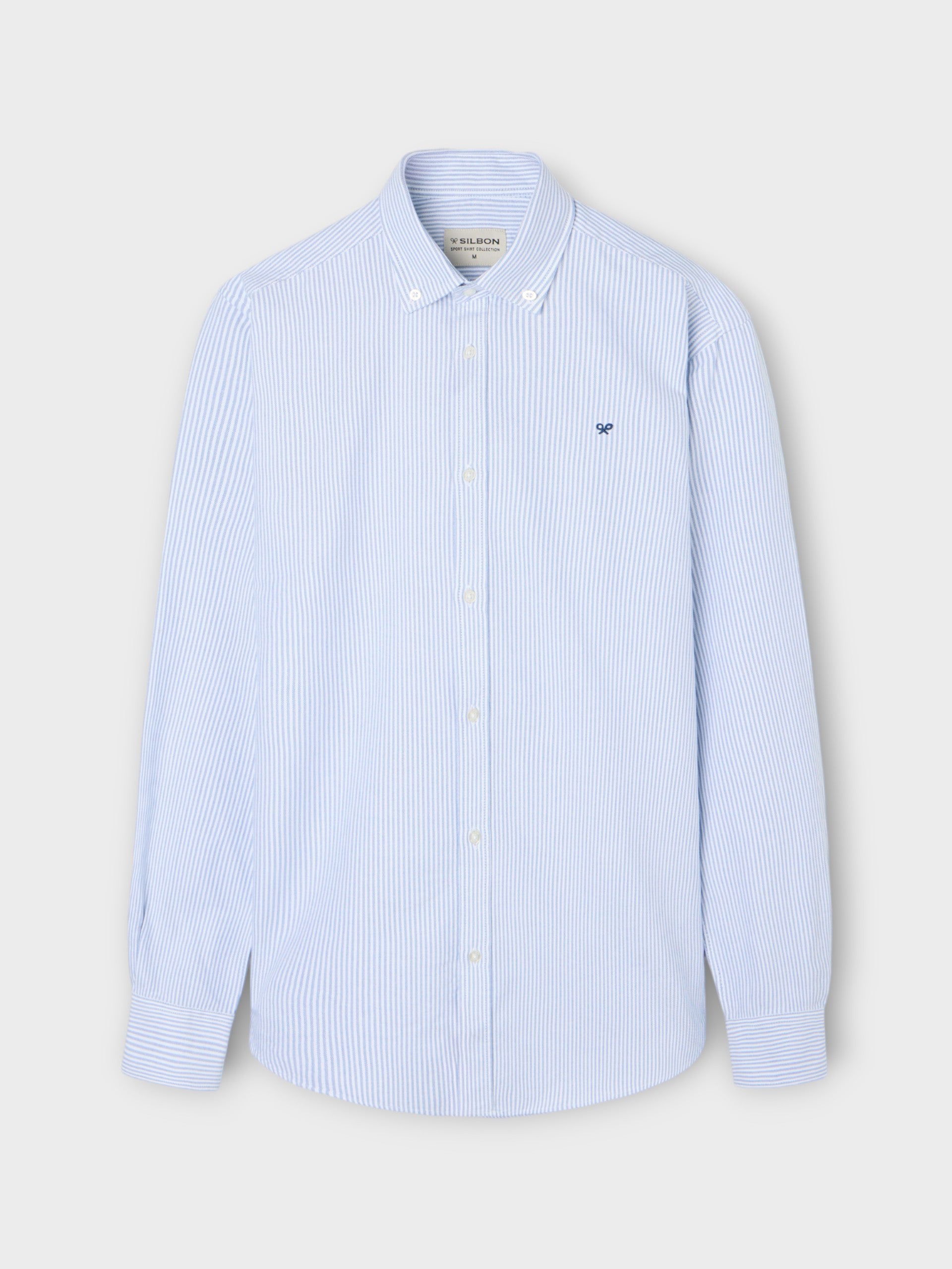 Camisa sport oxford raquetas rayas azul medio