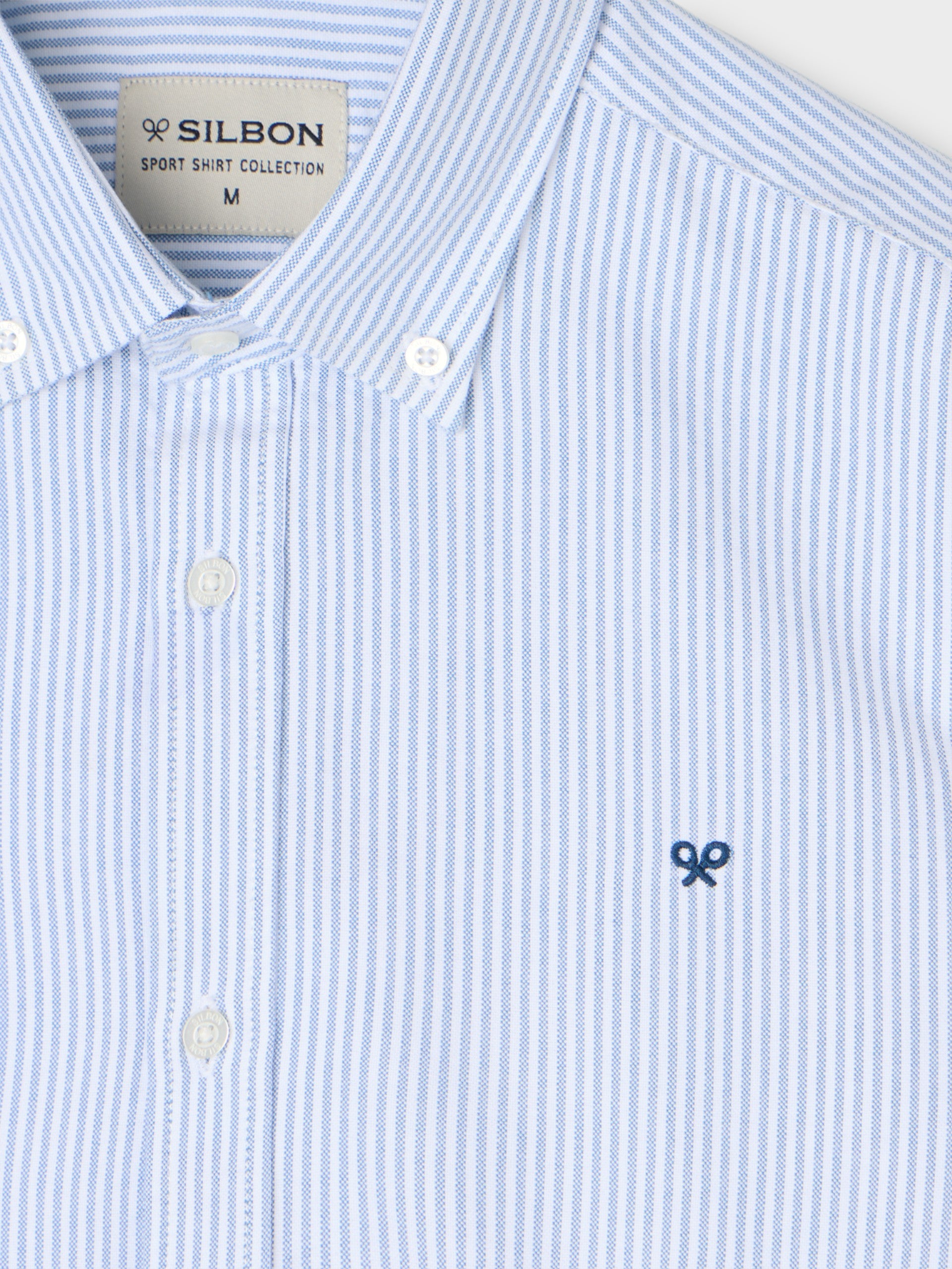 Camisa sport oxford raquetas rayas azul medio