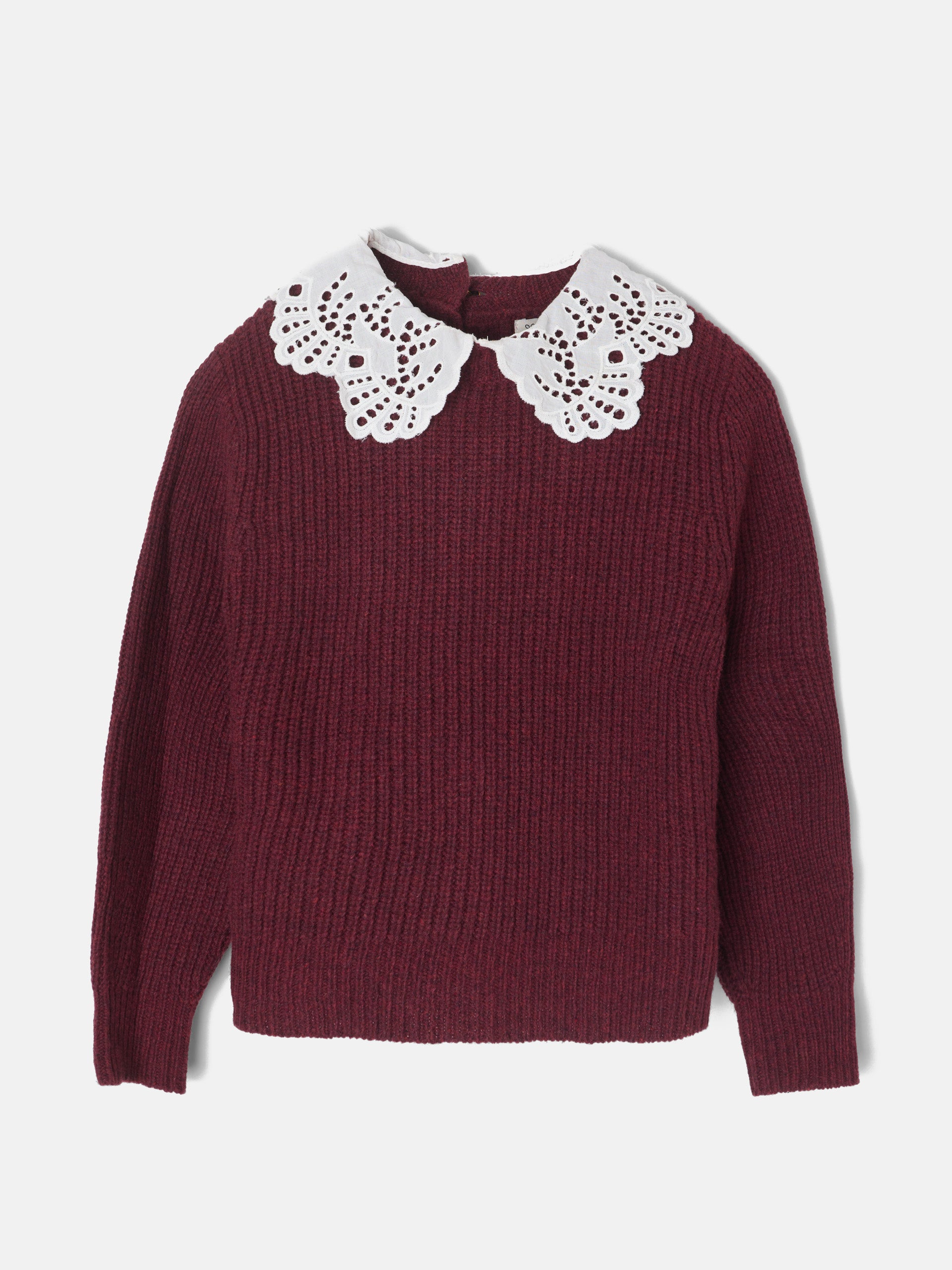 Pull col roulé en maille bordeaux pour fille