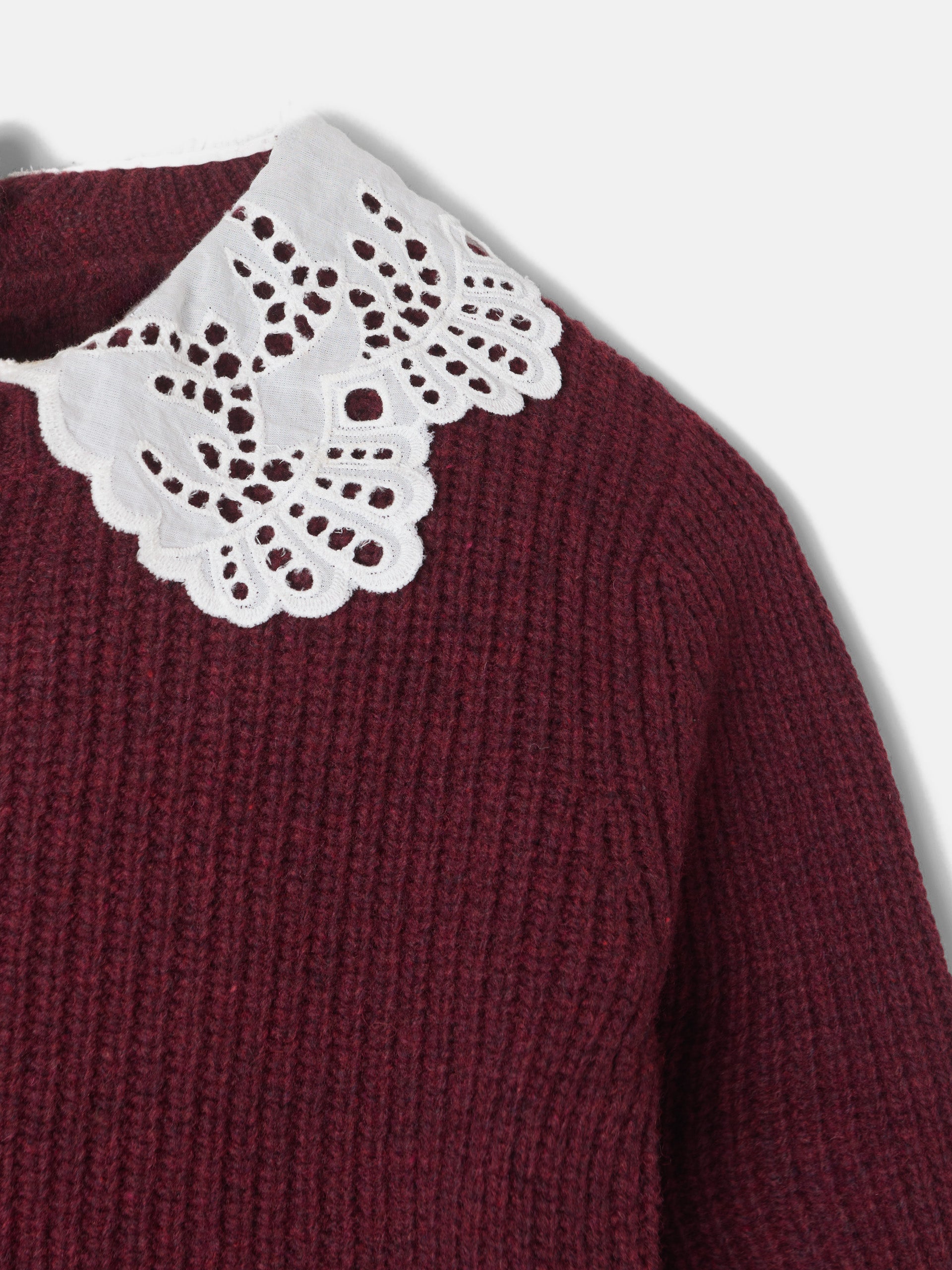Pull col roulé en maille bordeaux pour fille