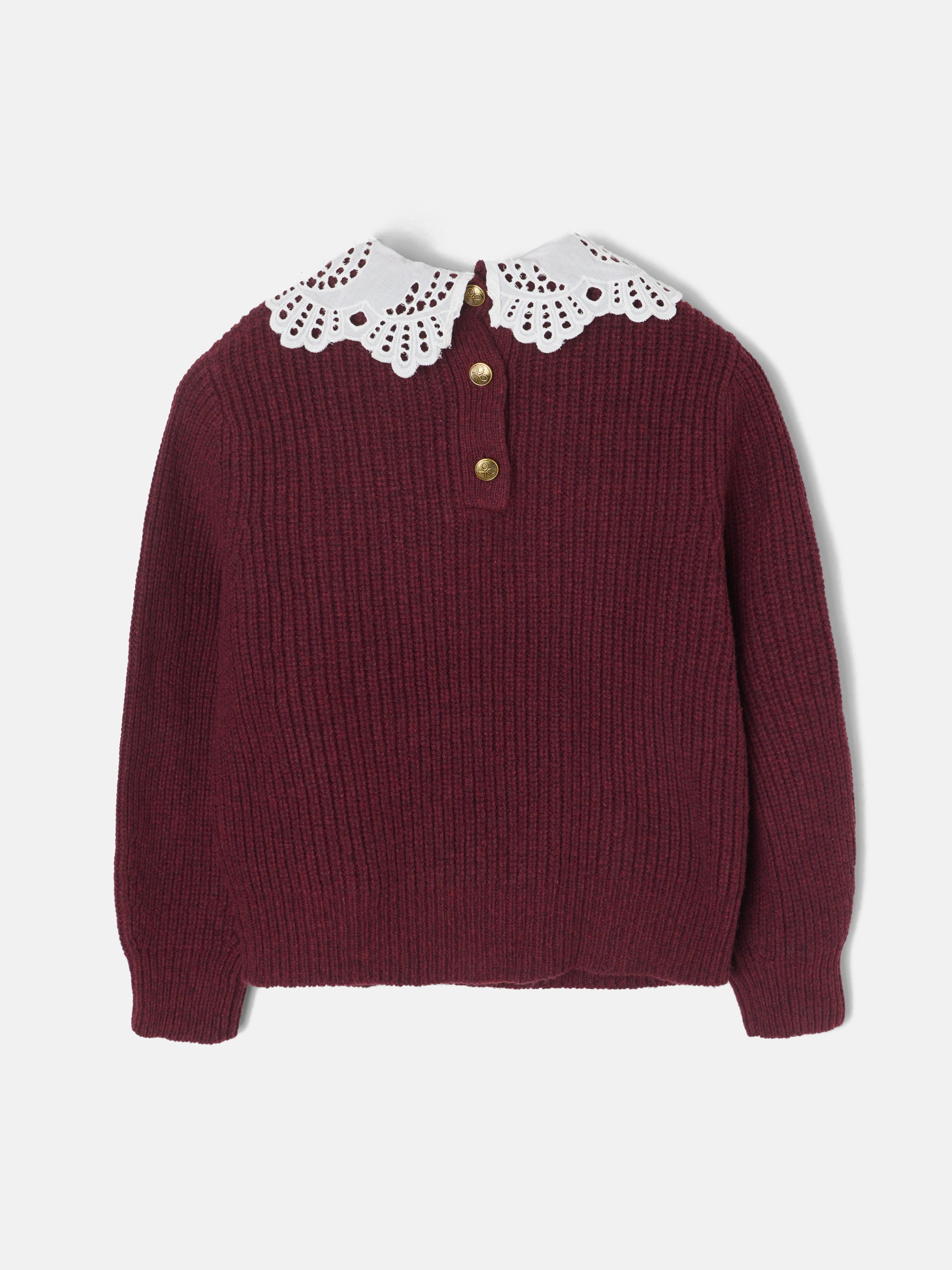 Pull col roulé en maille bordeaux pour fille