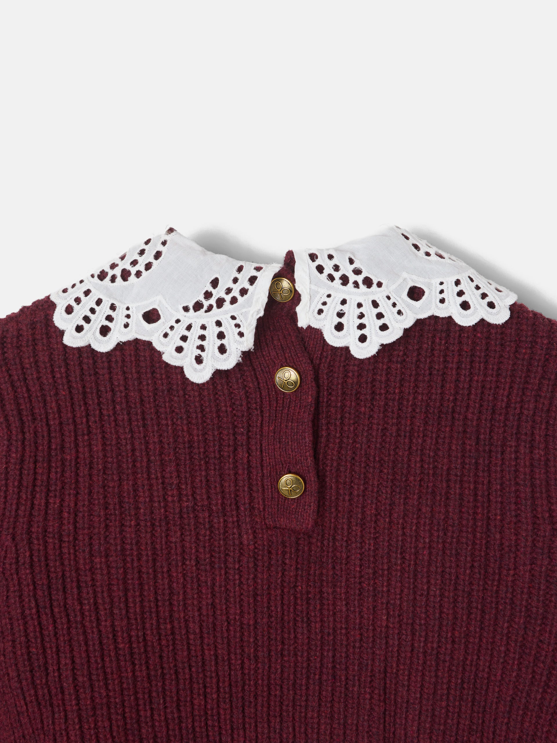Pull col roulé en maille bordeaux pour fille