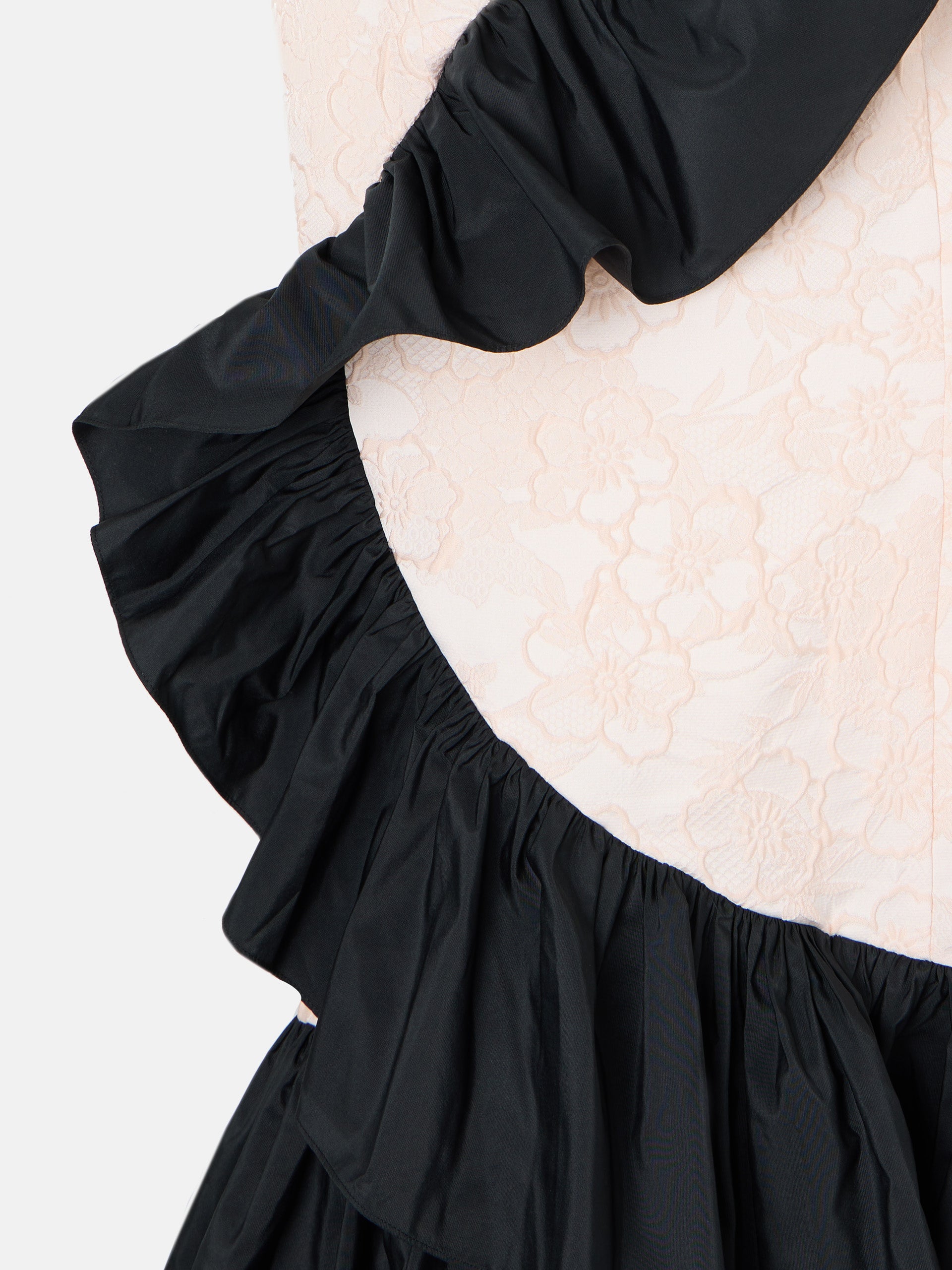 Vestido CaprileXSilbon bicolor volante marfil