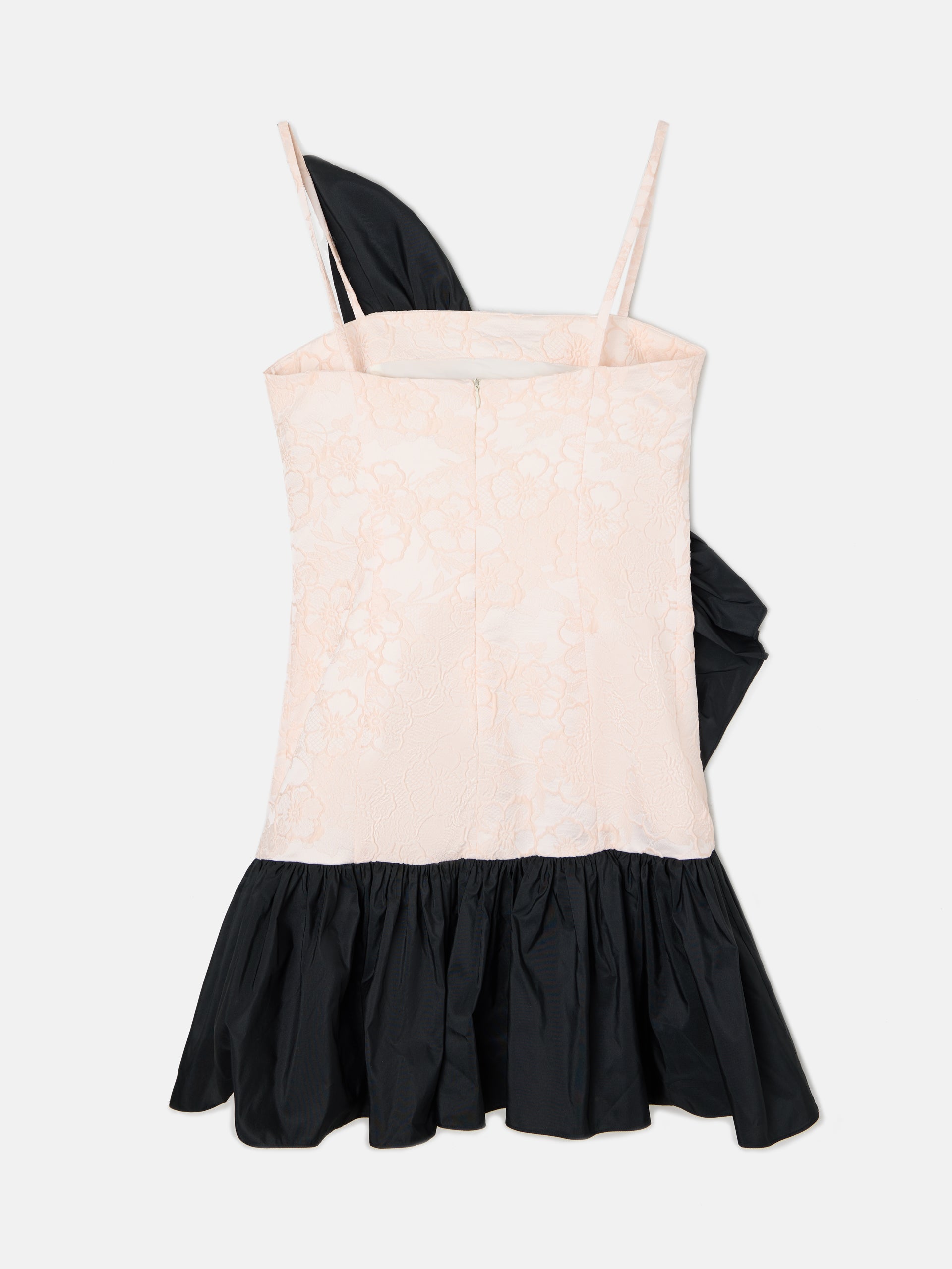 Vestido CaprileXSilbon bicolor volante marfil