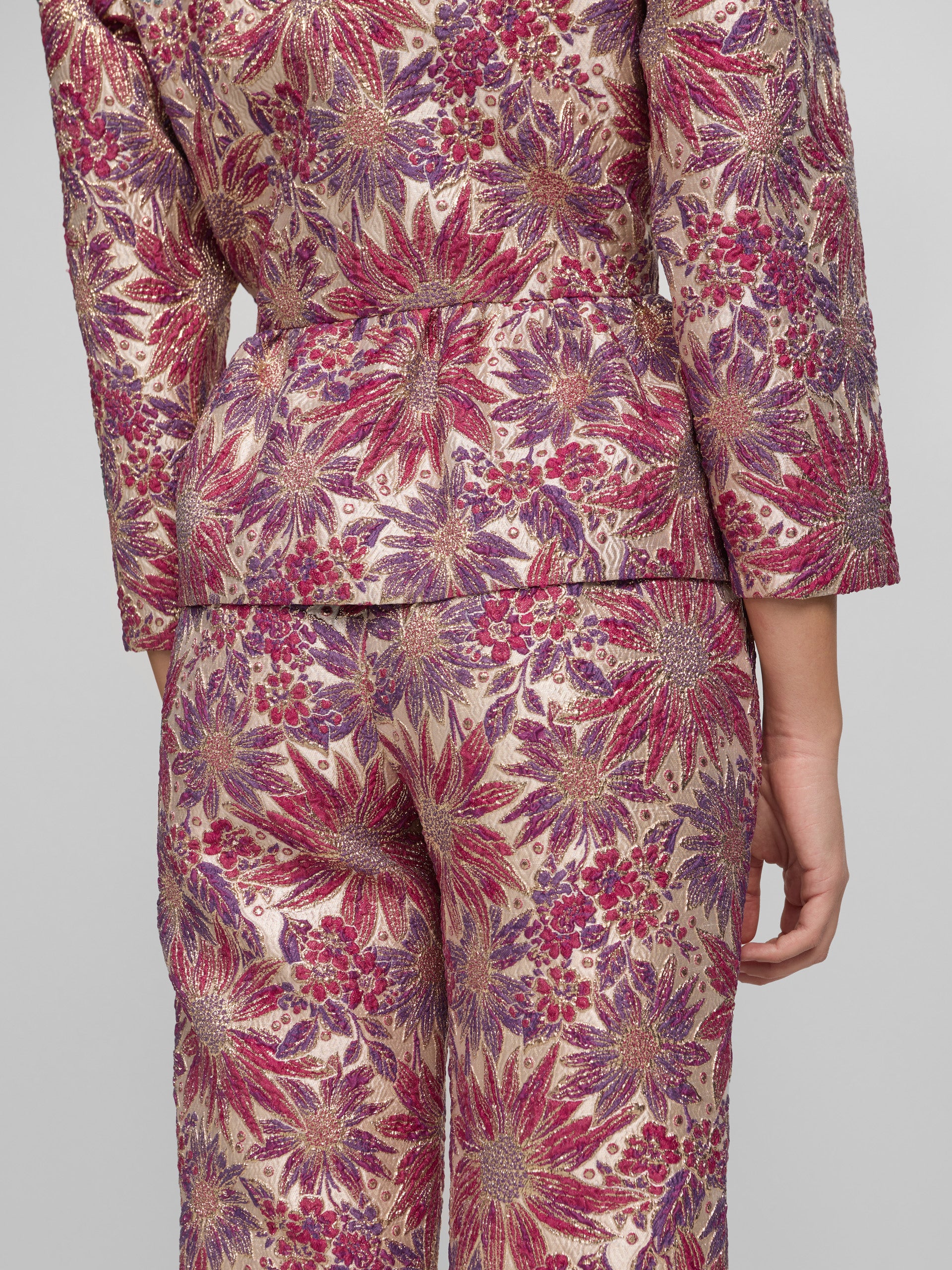 Dress pants with pink and purple floral print