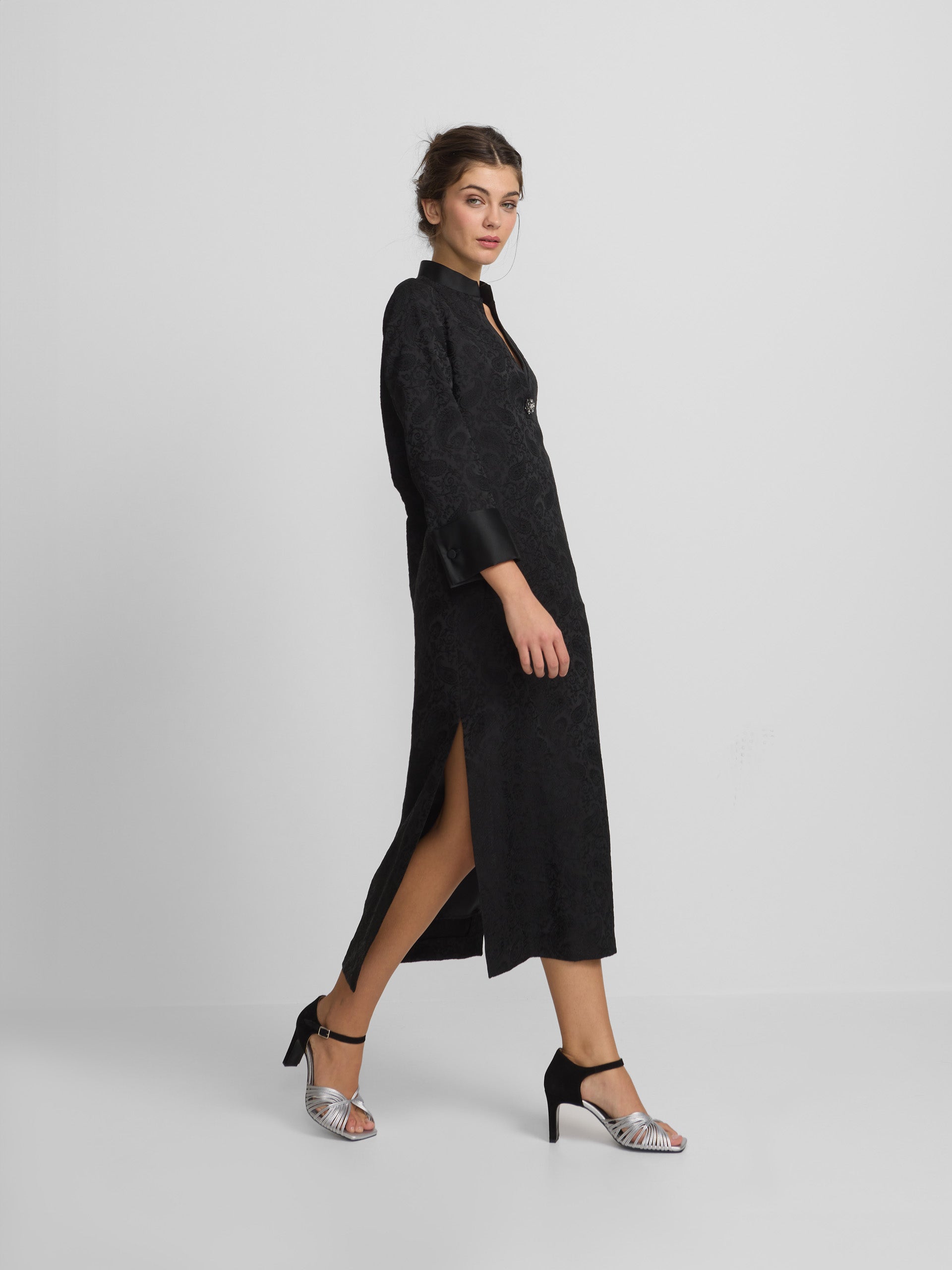 Vestido tunica jacquard negro