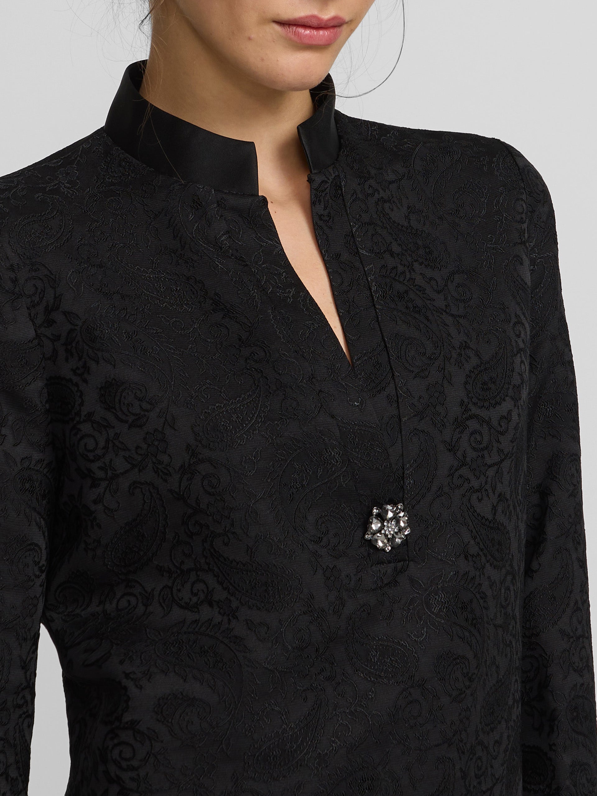 Vestido tunica jacquard negro