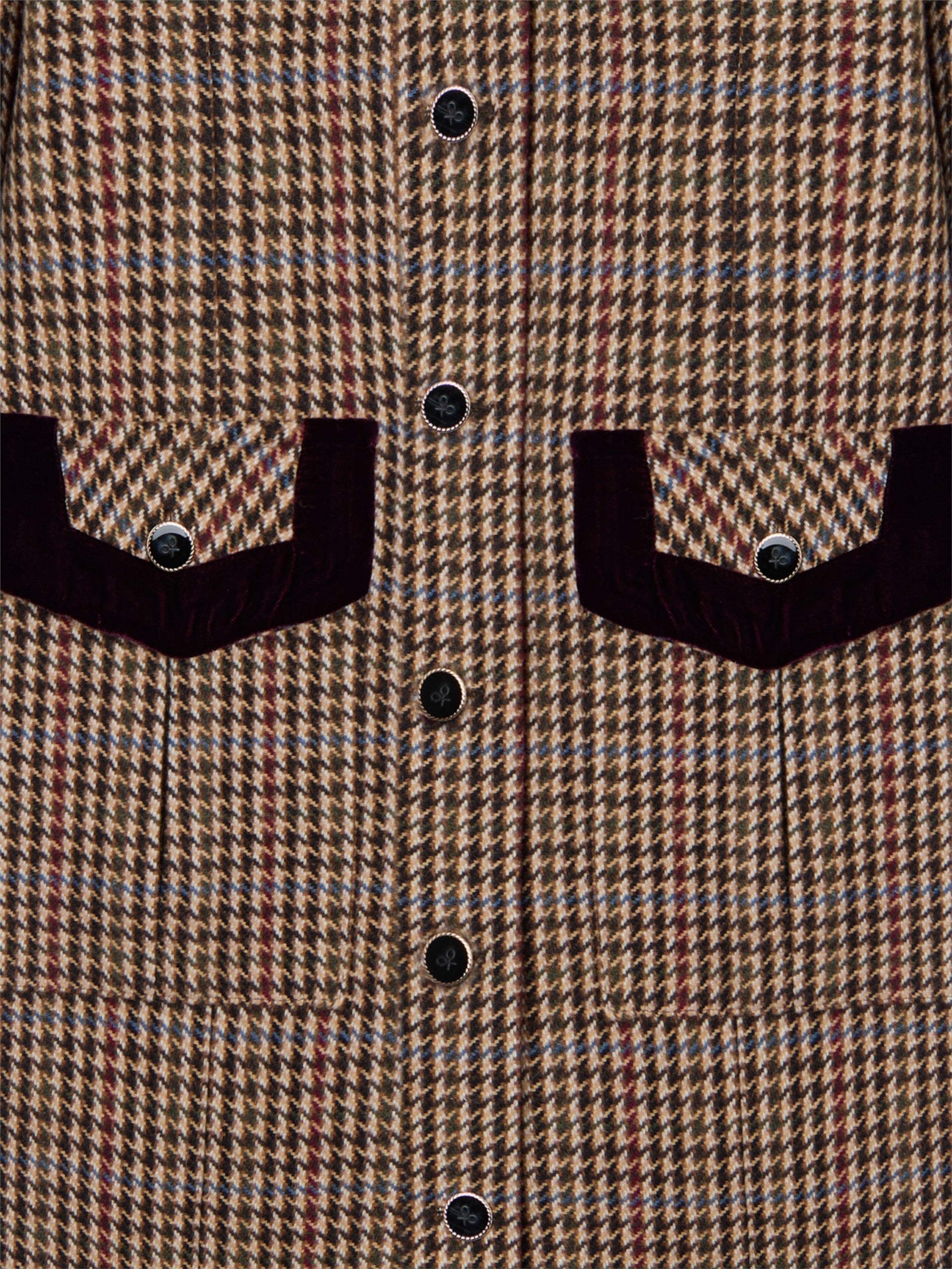 Abrigo unique largo pata de gallo burdeos